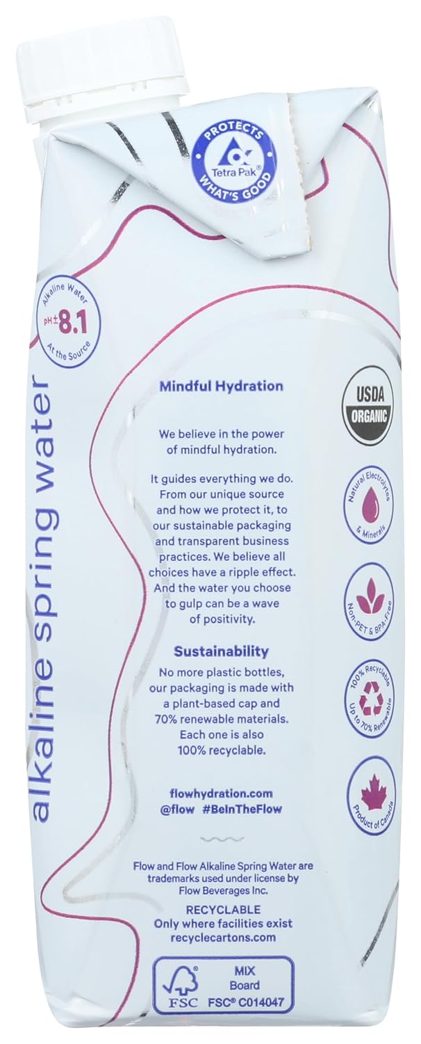 FLOW WATER Organic Blackberry Hibiscus Alkaline Water, 16.9 FZ