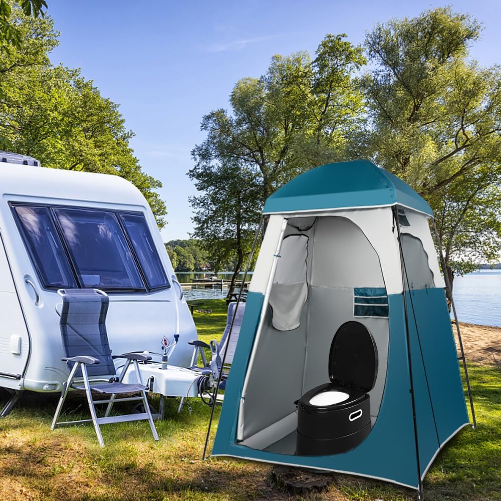 VINGLI Portable Toilet | Indoor Outdoor Commode w/Detachable Inner Bucket & Removable Paper Holder, Lightweight & Compact for Camping, Boat, Van