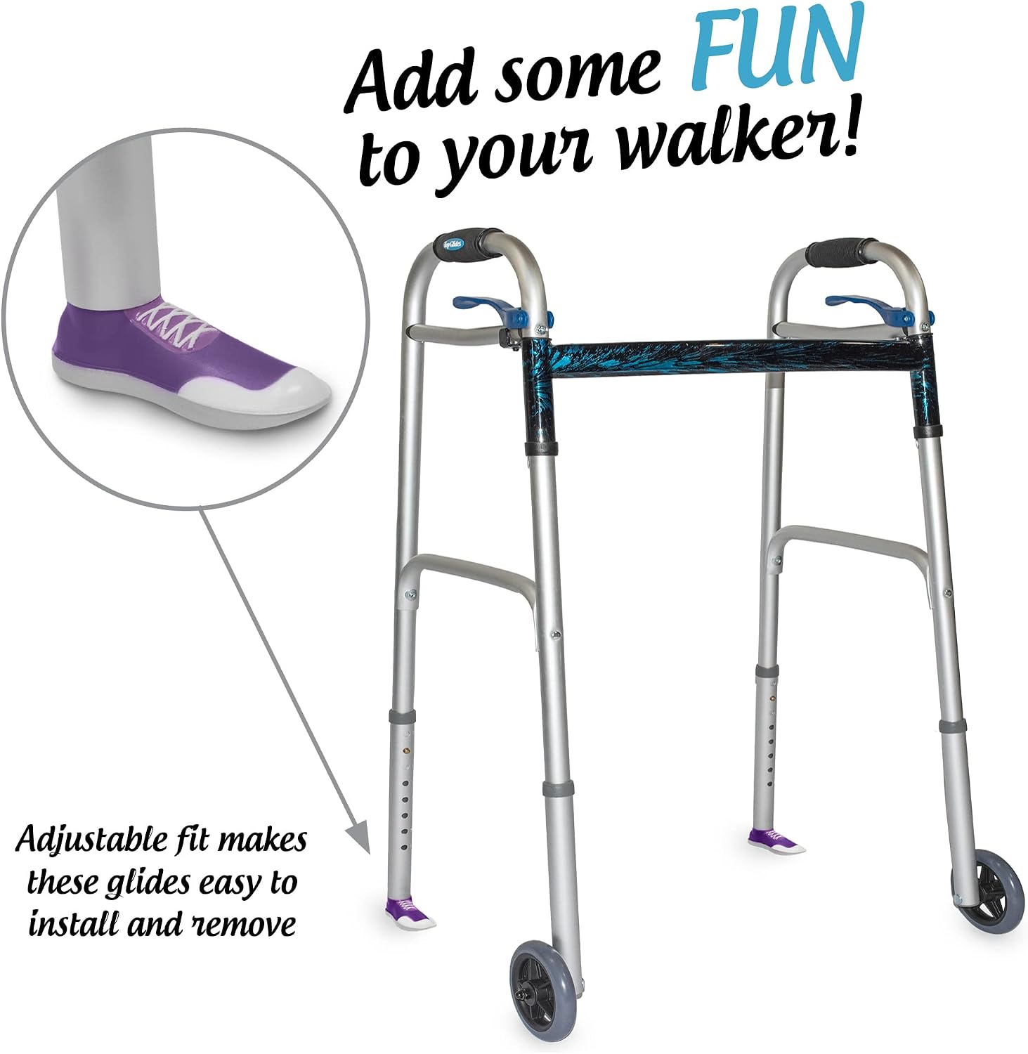 Sneaker Walker Glides for 1" Walker Tubes - Pink - 1 Pair