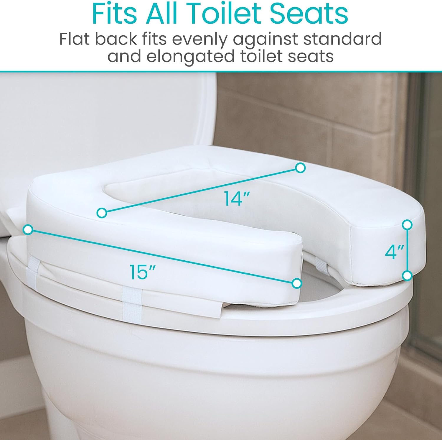 Vive Toilet Seat Cushion (Soft Cushioned Foam) - Easy Clean Soft Padded