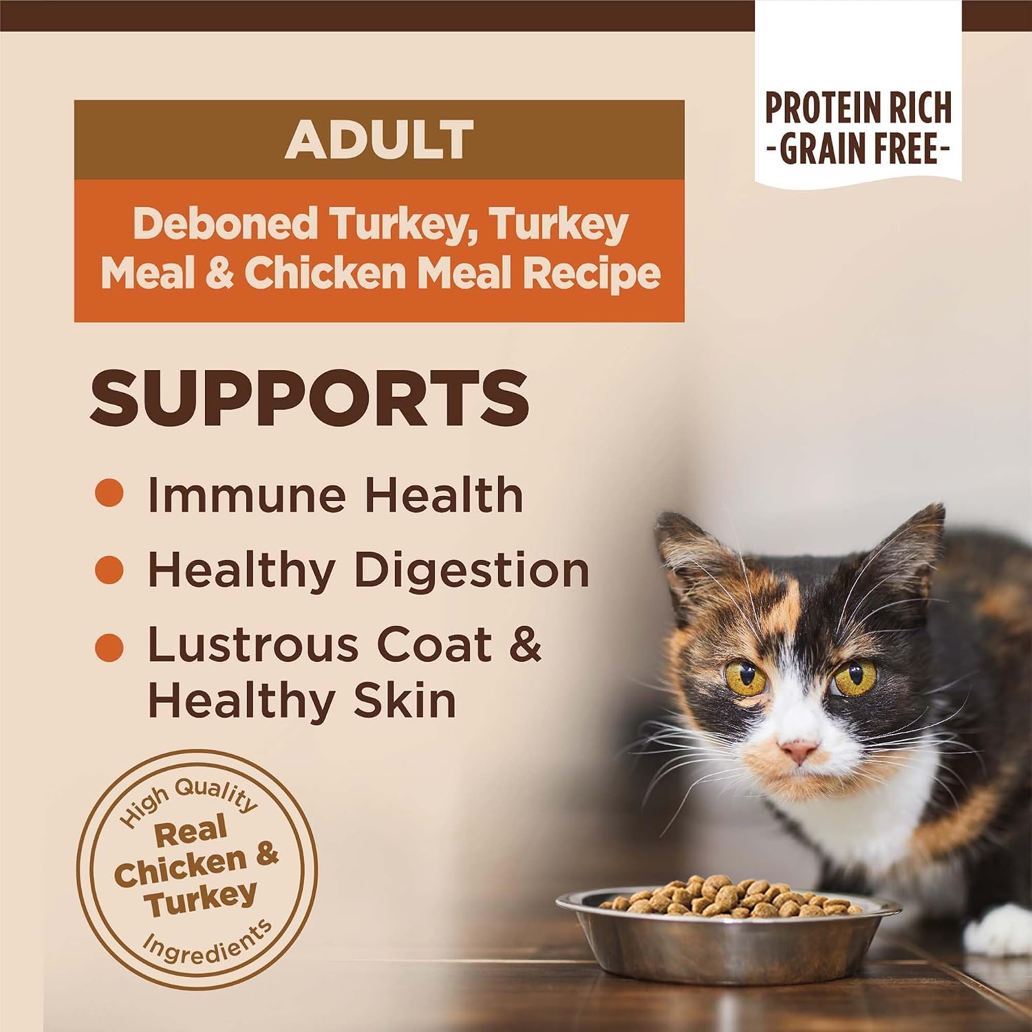 Wellness CORE+ Adult Dry Cat Food for Indoor Cats, Natural, Grain Free Kibble, Chicken, Turkey and Chicken Meal Recipe, 5 lb Bag