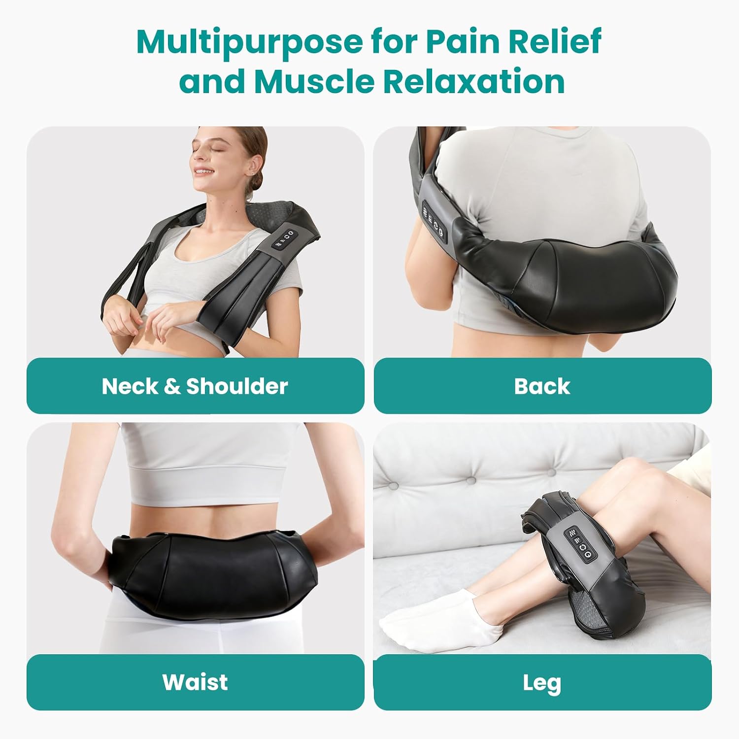 Nekteck Shiatsu Neck Massager with Heat for Pain Relief, NOT Cordless | 2026 Upgraded 3D Back Shoulder Kneading Massage Pillow, 3 Intensity Speeds Deep Tissue, Relaxation Gifts for Men Women, Black