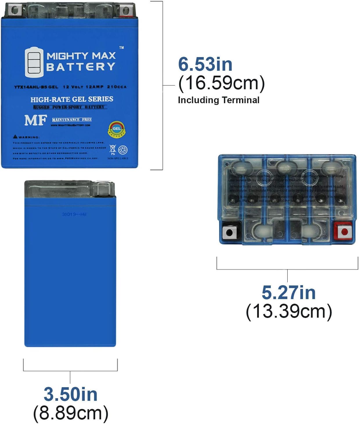 Mighty Max Battery YTX20L-BS GEL -12 Volt 18 AH, GEL Type, 270 CCA, Rechargeable Maintenance Free SLA AGM Motorcycle Battery