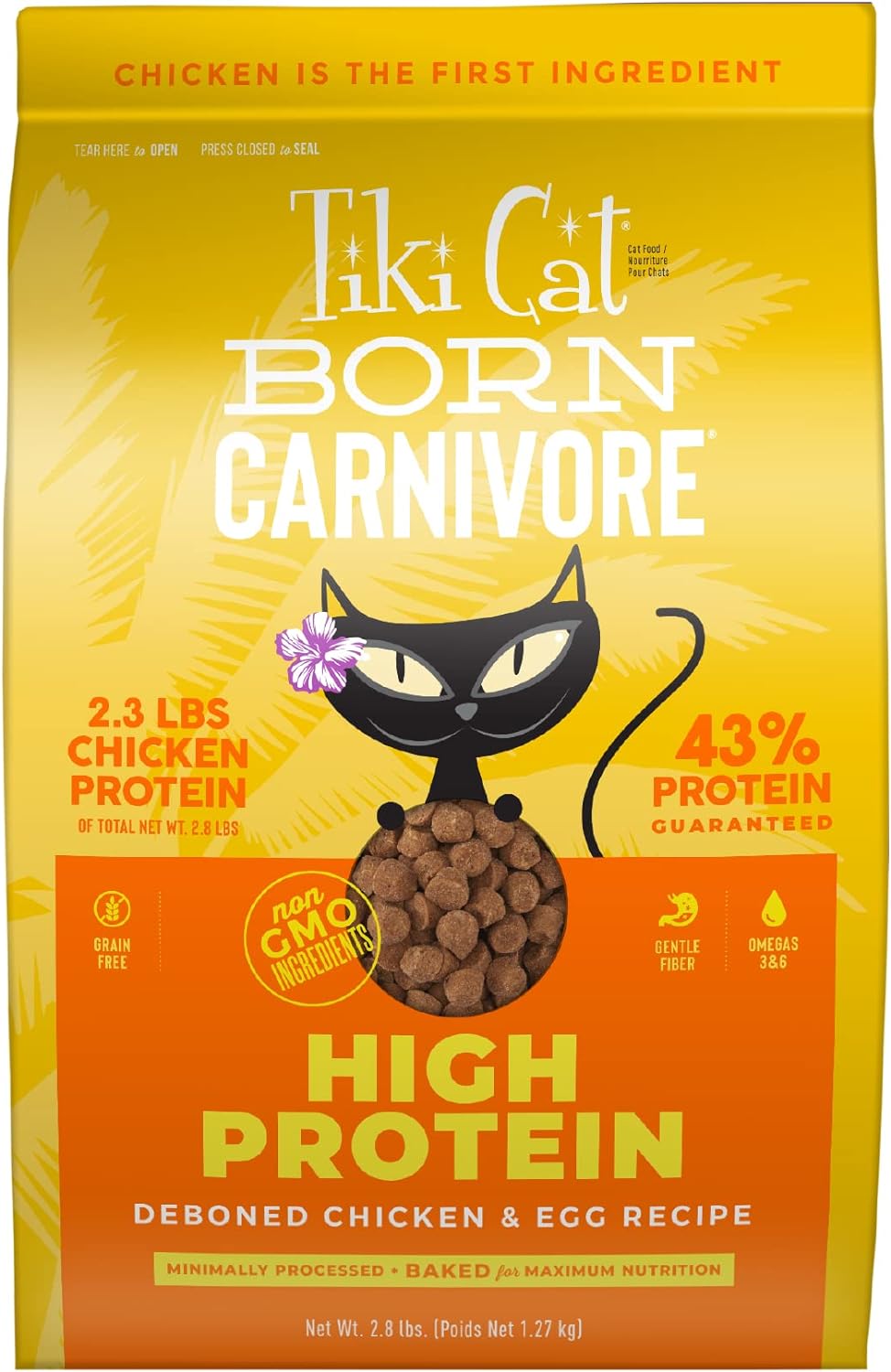 Tiki Cat Born Carnivore Dry Cat Food, Deboned Chicken & Egg, 2.8 lbs. Bag
