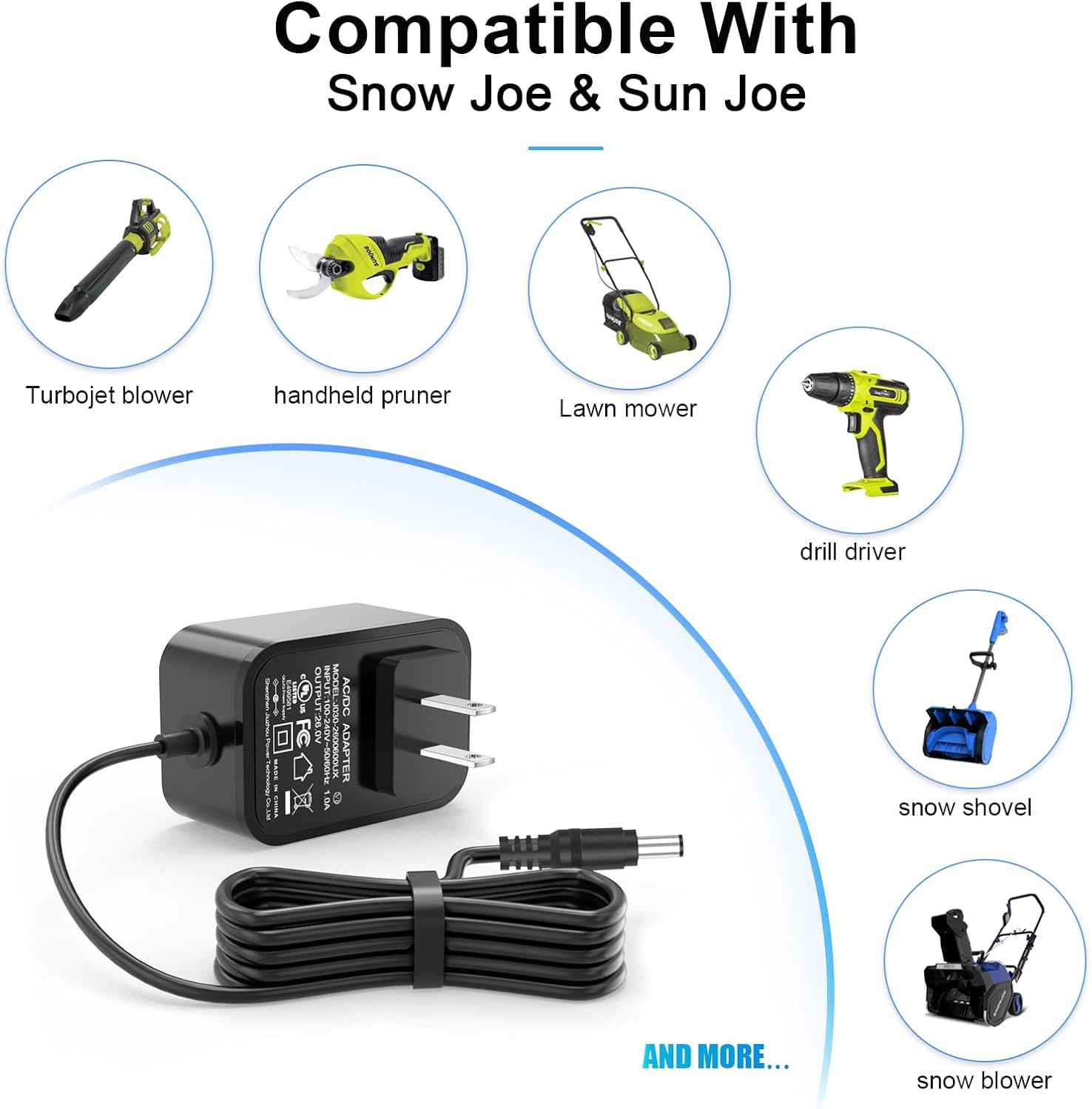 24V Charger for Snow Joe & Sun Joe 24V IBAT24 and 24VBAT Series Batteries | Compatible with 24VBAT 24VBAT-LTE 24VBAT-LT 24VBAT-XR 24VBAT-LTW