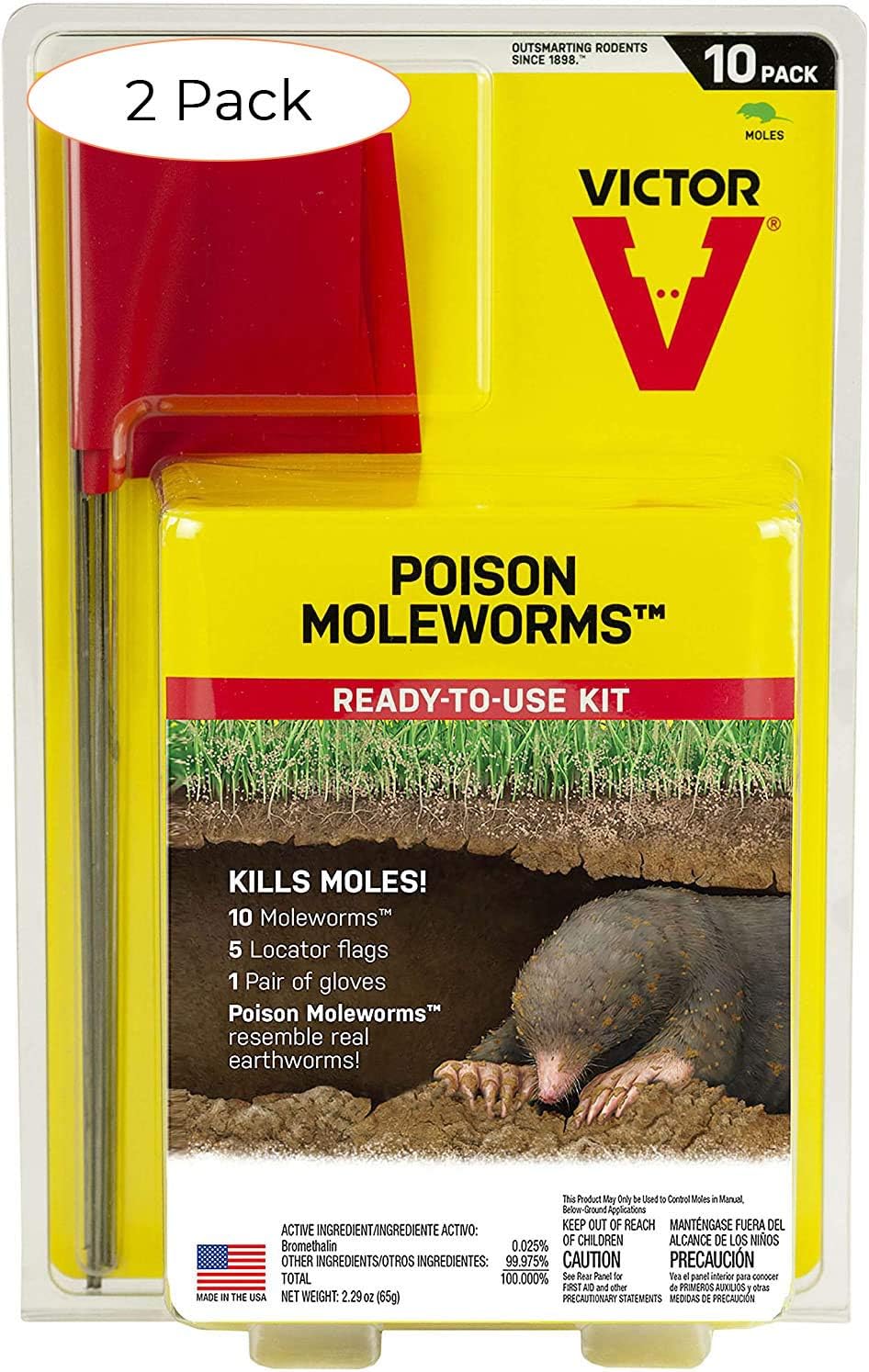 Victor M6009 Poison Moleworms, Yellow (Twо Расk)