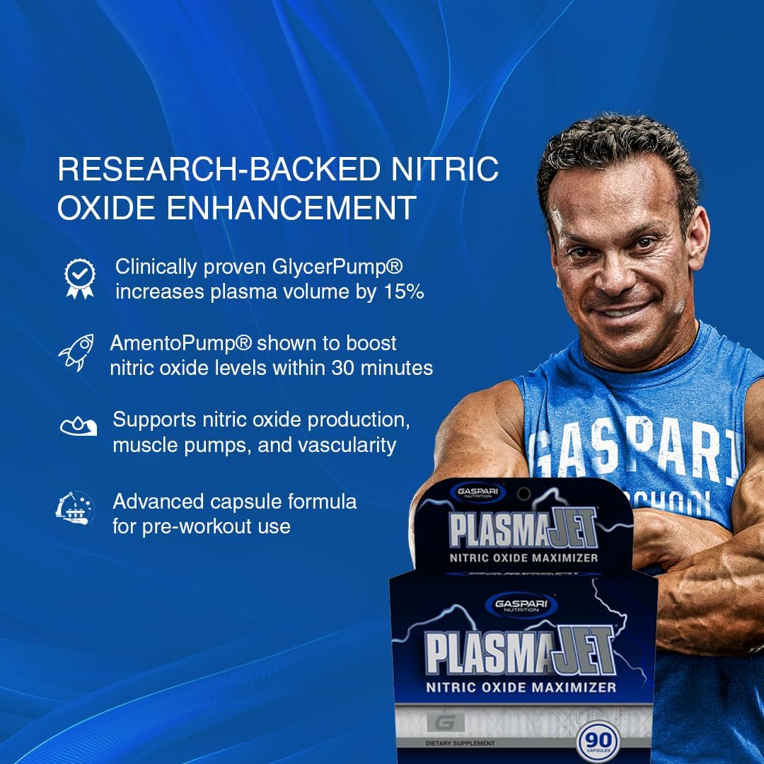 Gaspari Nutrition PlasmaJet, Supports Weight Management, N.O. Nitric Oxide Maximizer, Increased Lean Mass and Strength