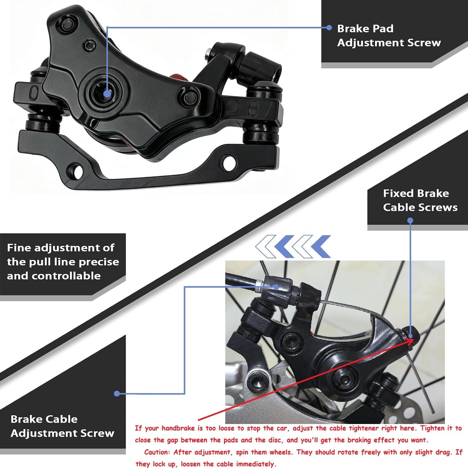 Bike Disc Brake Kit With Front and Rear Caliper、160mm Bike Rotor