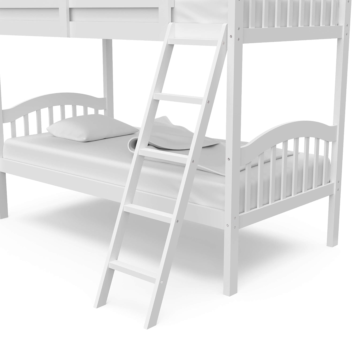 Storkcraft Long Horn Twin-Over-Twin Bunk Bed, White | GREENGUARD Gold Certified, Converts to 2 Individual Twin Beds, Wood Bunk Bed for Kids Bedroom, No Box Spring Required