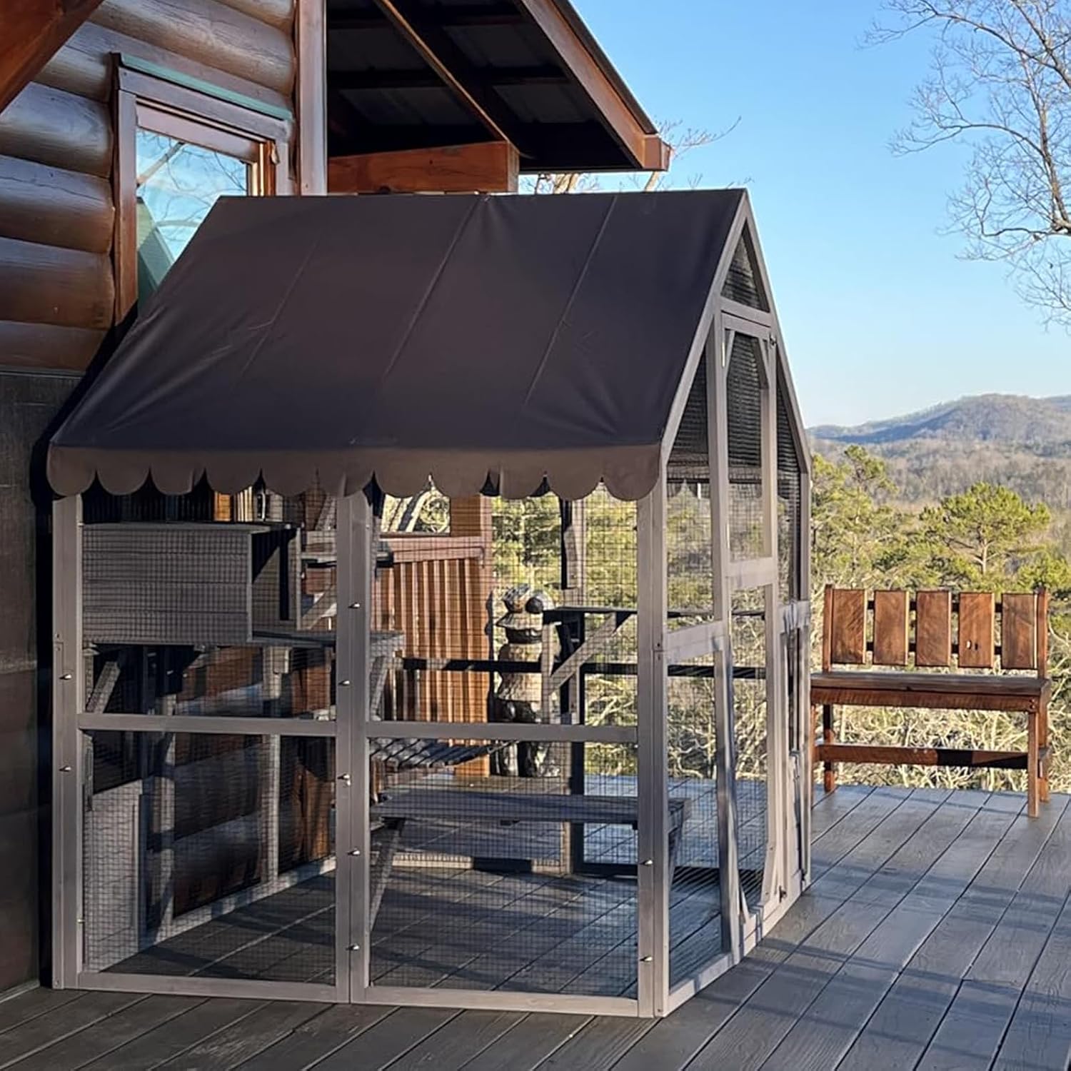 Aivituvin Extra Large Window Catio 5-Level Outdoor Cat Enclosure with Cover