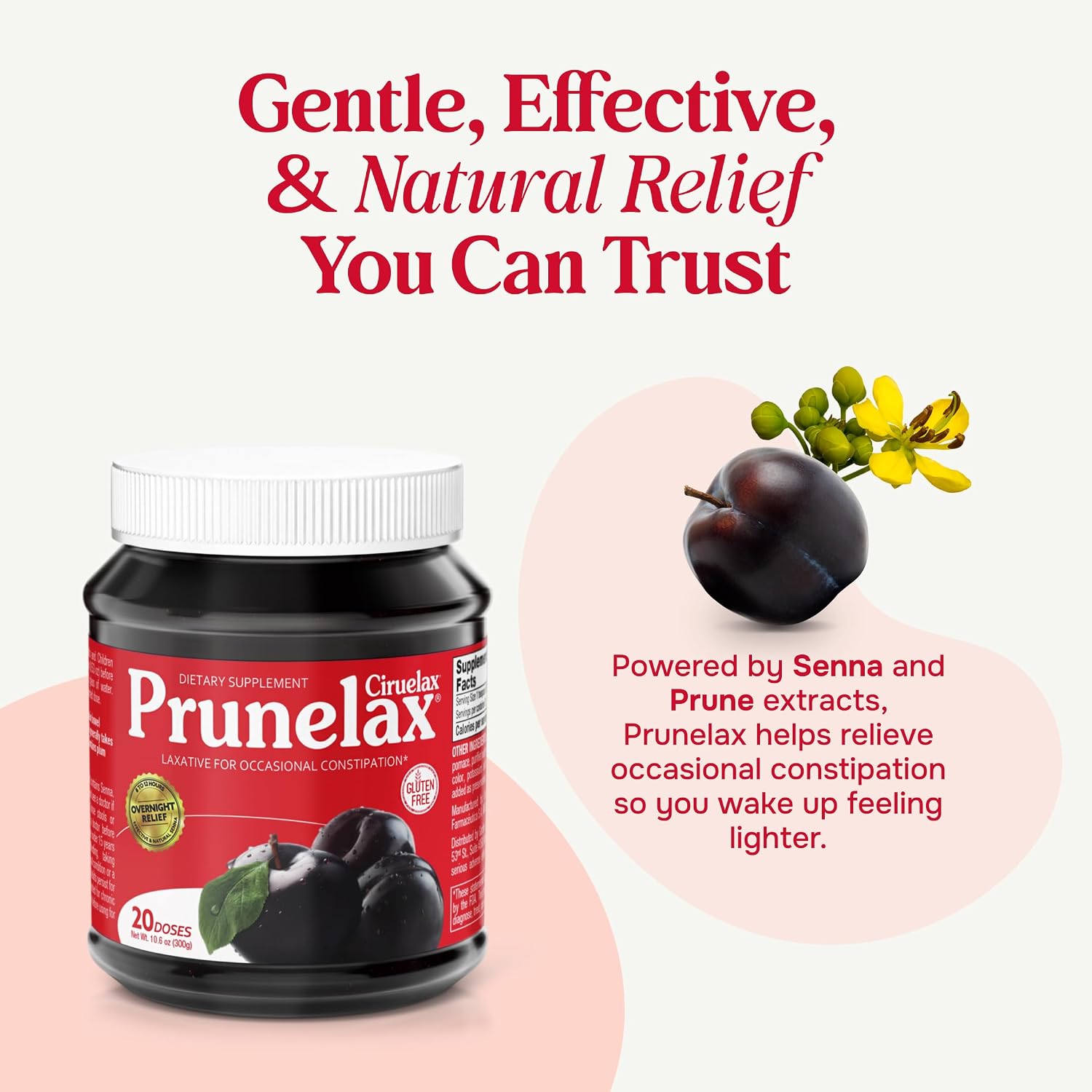 Prunelax Ciruelax Regular Strength Laxative Mini Tablets - Overnight Relief for Occasional Constipation, Senna Extract, Vegan & Gluten-Free