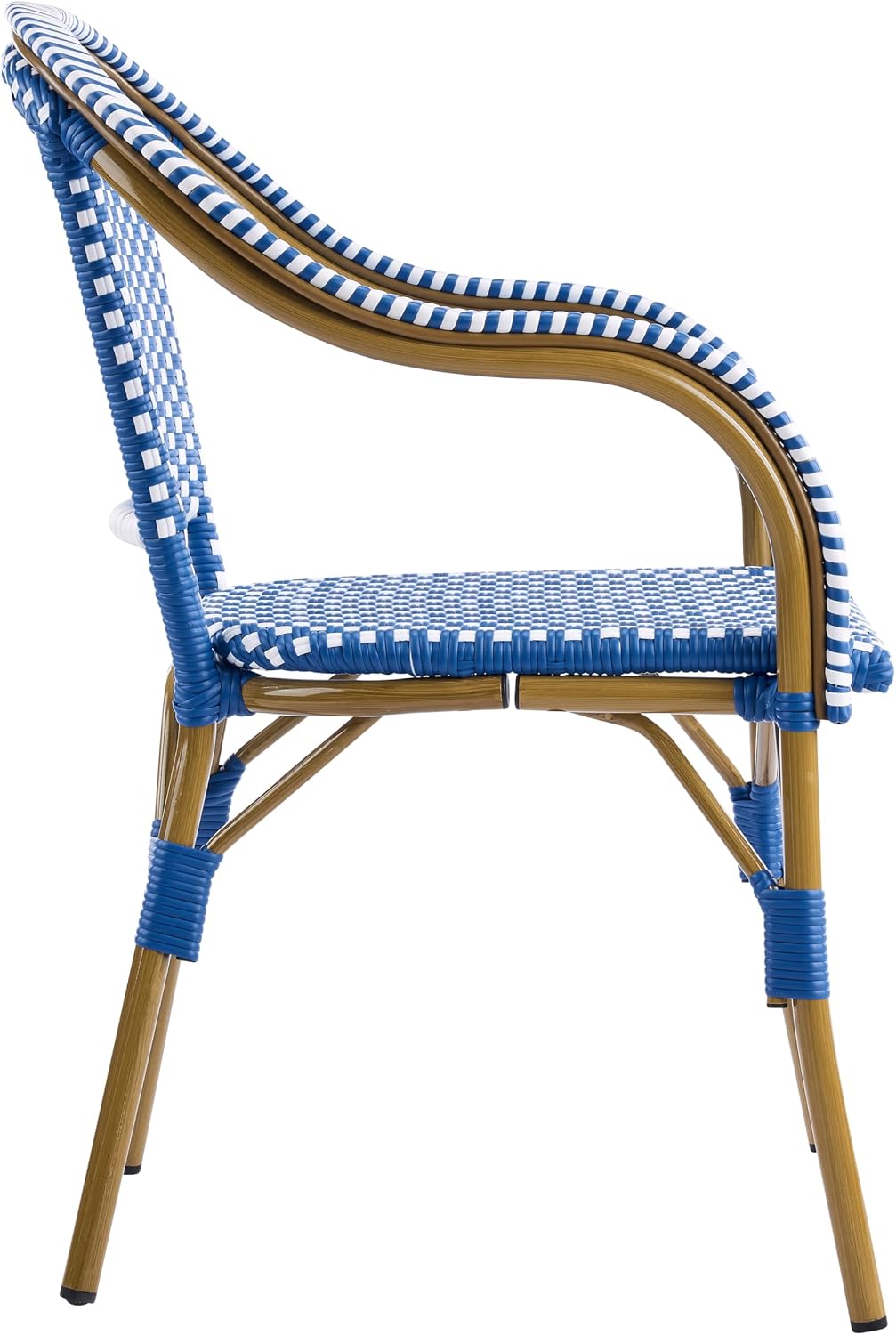 Christopher Knight Home Gwendolyn Outdoor French Bistro Chairs (Set of 4), Black + White + Bamboo Print Finish