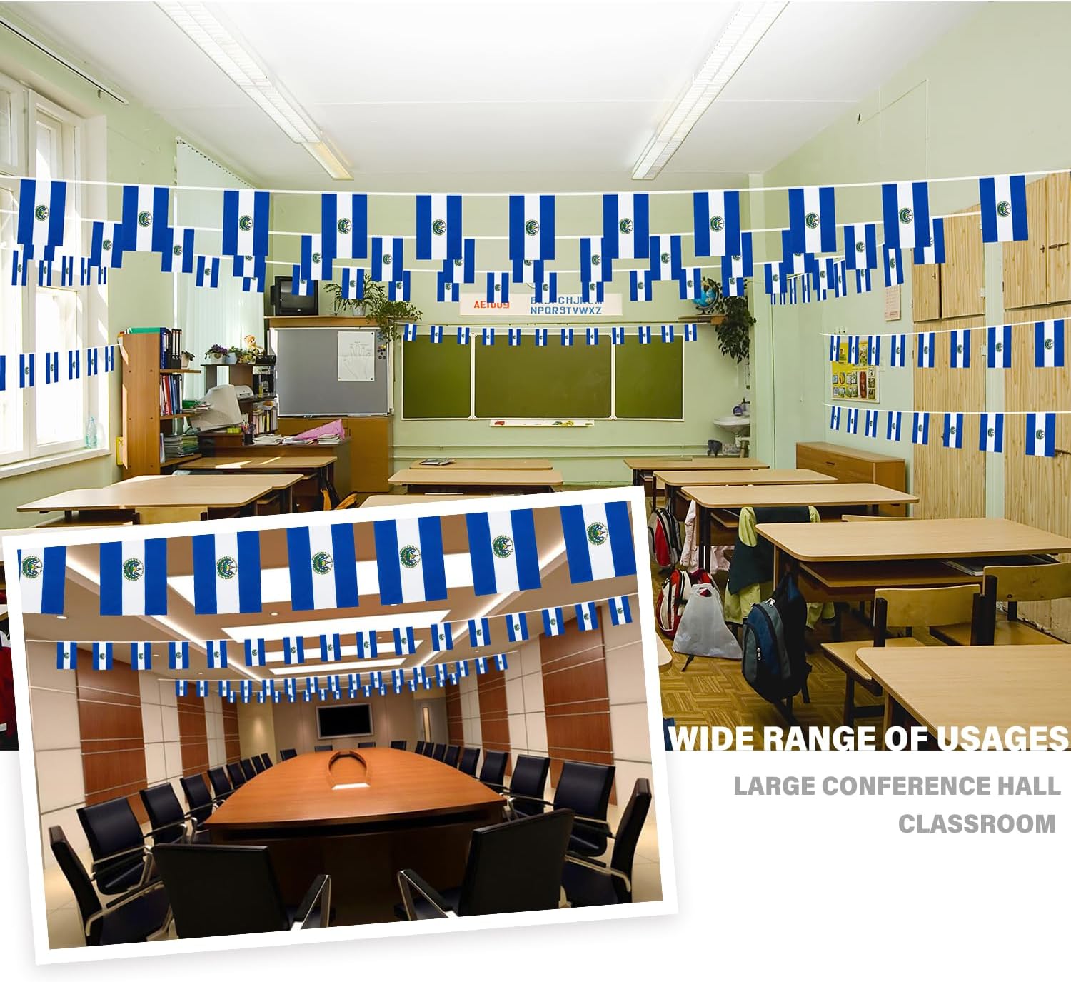 Nicaragua String Flag Pennant Banner, Small Mini Nicaraguan Flags Bunting Banner, National Country Decoration for School, Party, Sports Events, Patriotic Festival, 33 Feet 30 Flags