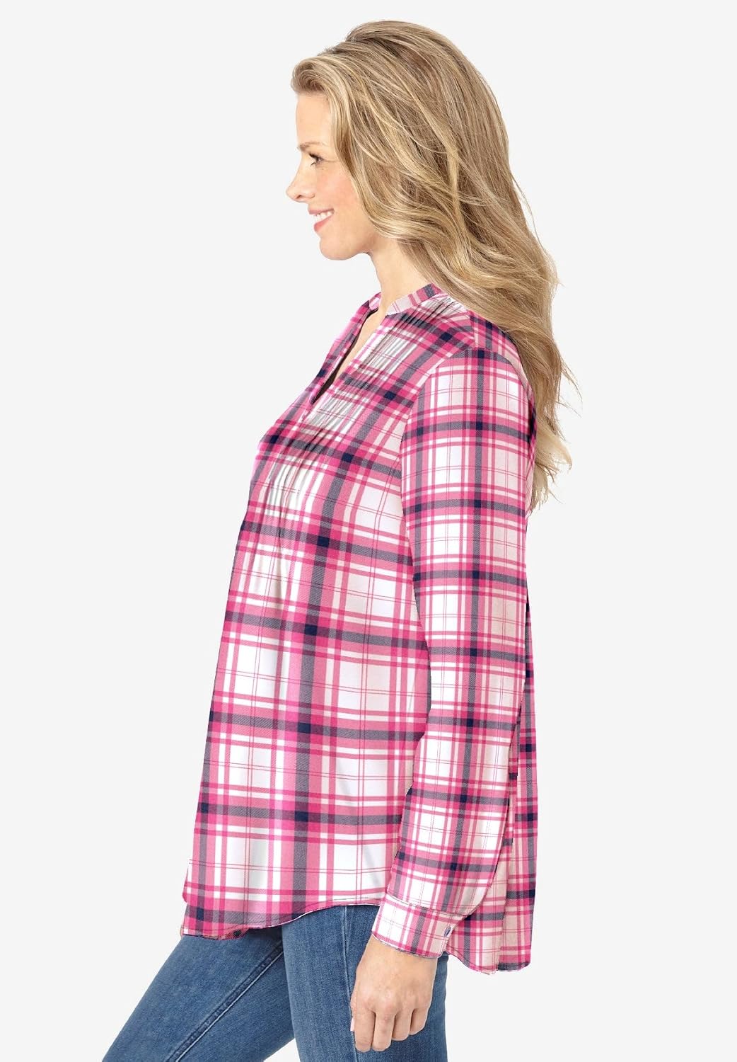 Woman Within Pintucked Flannel Shirt