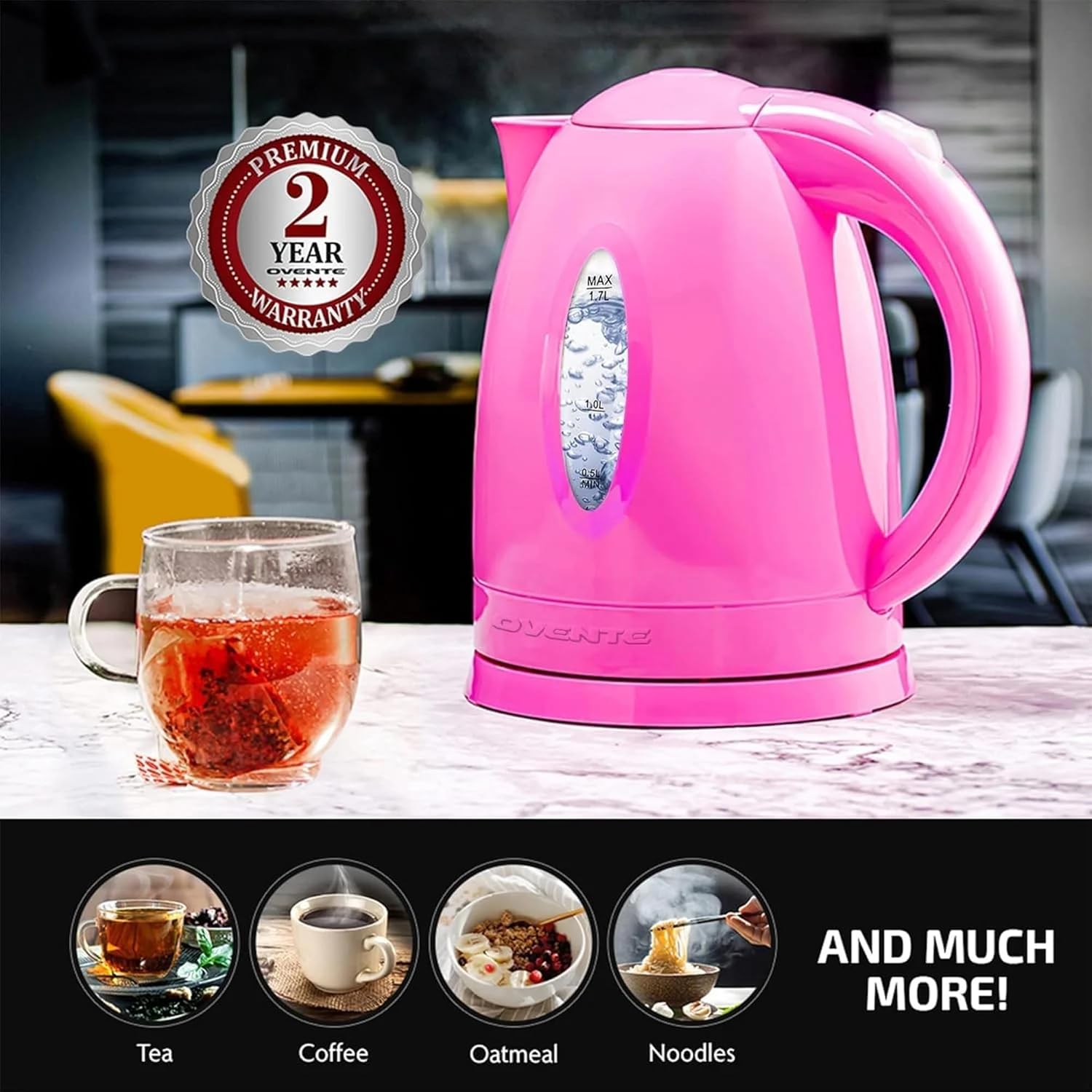 OVENTE 1.7L Electric Kettle with 1100W Fast Boiling Water, Green KP72G