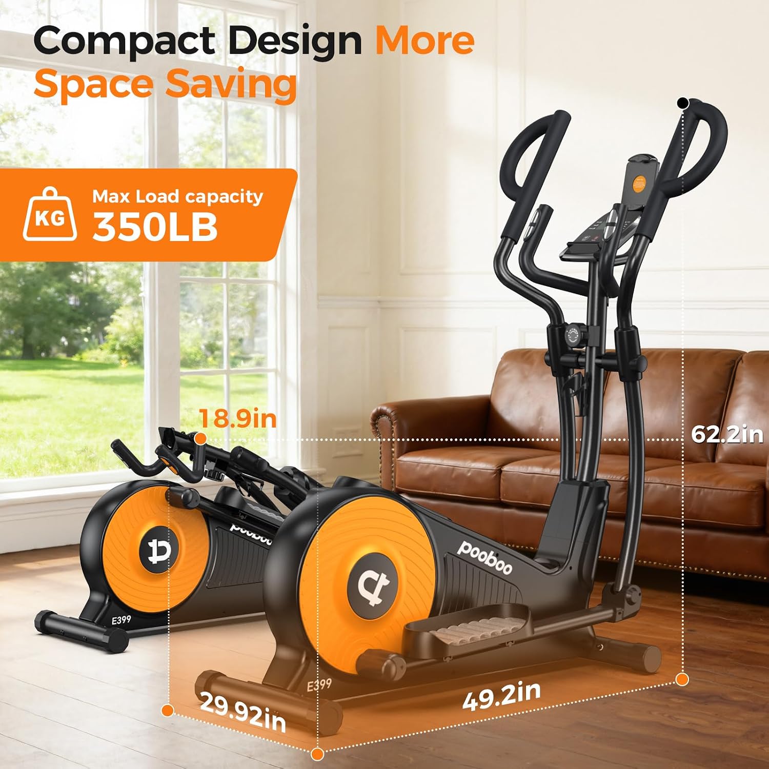 pooboo Elliptical Machine, Elliptical Exercise Machine with 16-Level Resistance&Quiet Magnetic Driving System, Elliptical Machine for Home with LCD Monitor&15.5-17IN Stride, 350LBS Weight Capacity