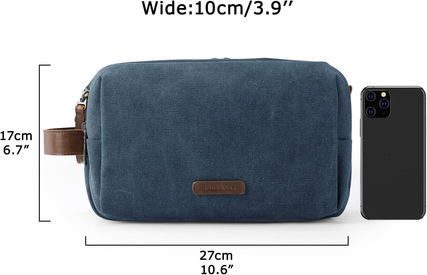BAGSMART Toiletry Bag for Men, Canvas Travel Toiletry Organizer Dopp Kit Water-resistant Shaving Bag for Toiletries Accessories,Grey-Medium
