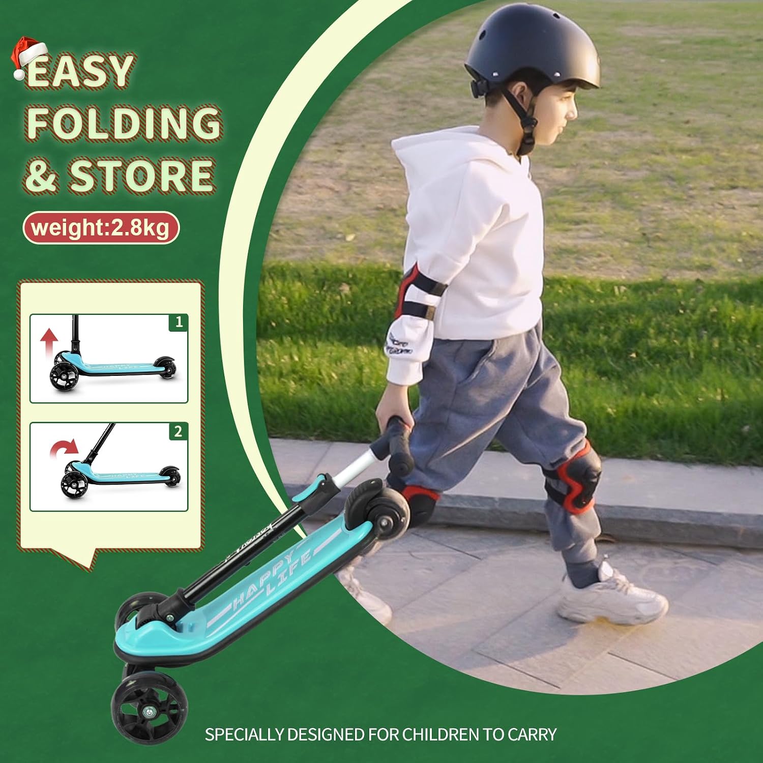 besrey 3 Wheel Scooter for Kids Ages 3-10 with 4 Adjustable Height