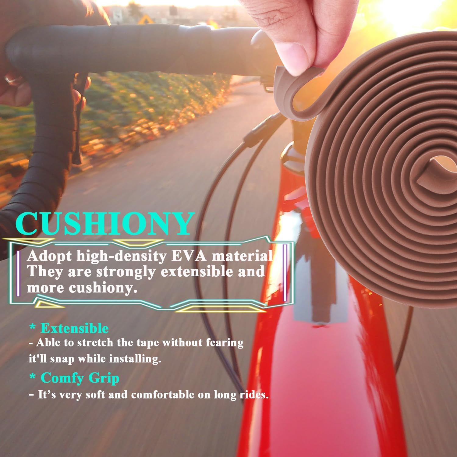 KINGOU EVA Road Bike Handlebar Tape Bicycle Bar Wraps - 2PCS Per Set