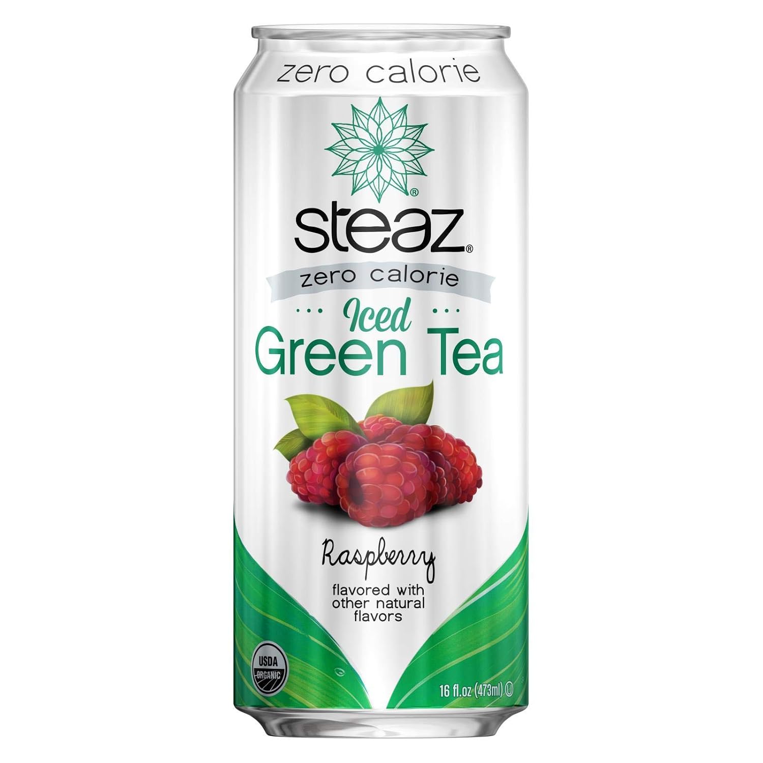 Steaz - Organic Green Tea - Peach (12 Pack) - 30mg Natural Caffeine, 70 Calories,Cane Sugar - Sweetened Iced Tea - Regenerative Organic Certified®️ - Vegan, Direct Trade - 12 Cans, 16 fl oz