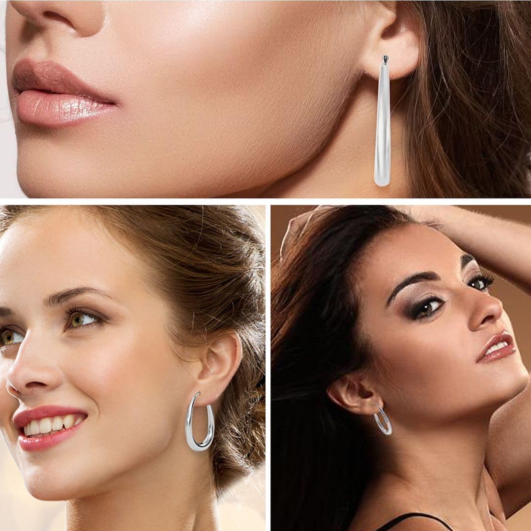 Stainless Steel Hoop Earrings for Women - Stainless Steel Earrings for Women Fashion Jewelry - Dangle Statement Unique Cute Engagement Anniversary