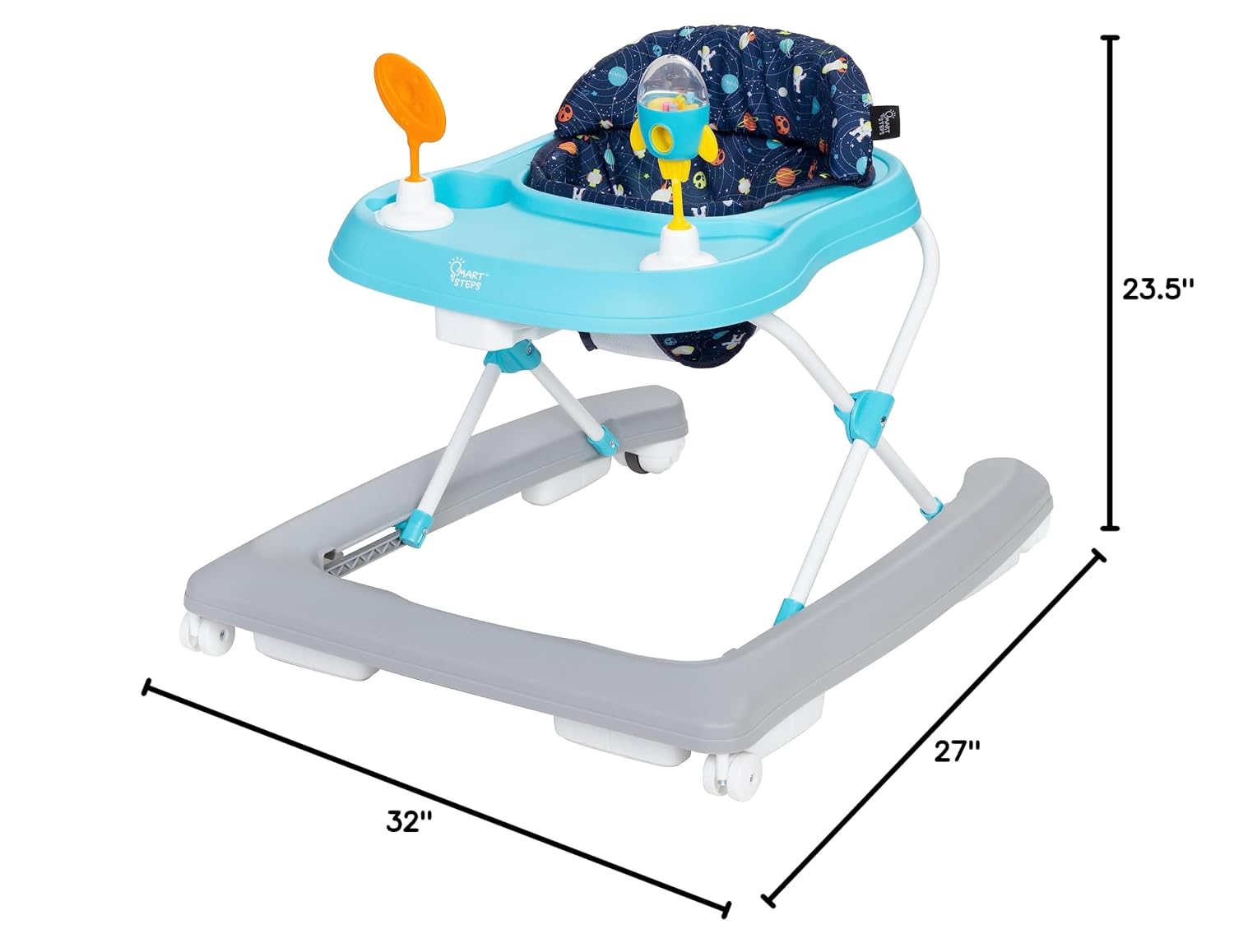 Smart Steps Trend Activity Walker with Removeable Toy Bar, Multi-Directional Front Wheels, Tray, Adjustable Height and Flat Fold Frame for Storage, Ages 6 Months +, Emily Pink