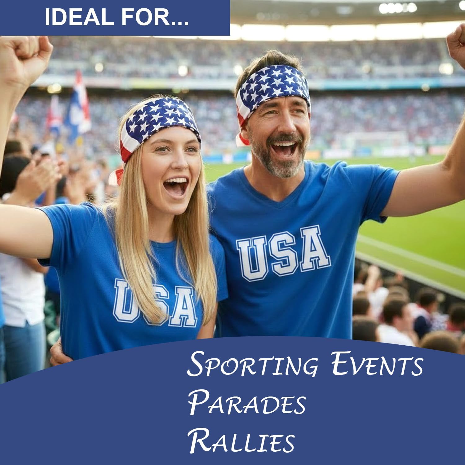 Costume Adventure American Flag Bandana Headband for Men and Women | Men's Patriotic USA Flag Bandana USA Apparel Clothing Bandanna America Apparel