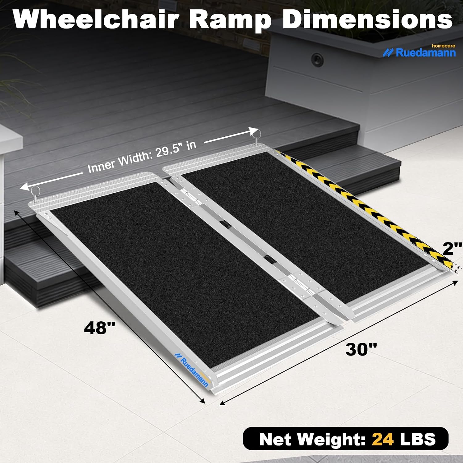 Ruedamann 2 FT Portable Wheelchair Ramp, 30" Wide