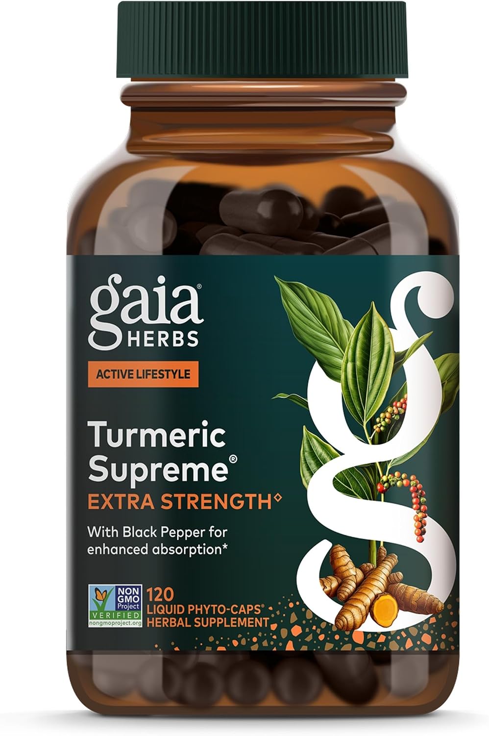 Gaia Herbs Turmeric Supreme Extra Strength - Helps Reduce Occasional Discomfort from Normal Wear & Tear*- 616 mg Organic Turmeric Curcumin Supplement with Black Pepper- 120 Vegan Liquid Phyto-Capsules