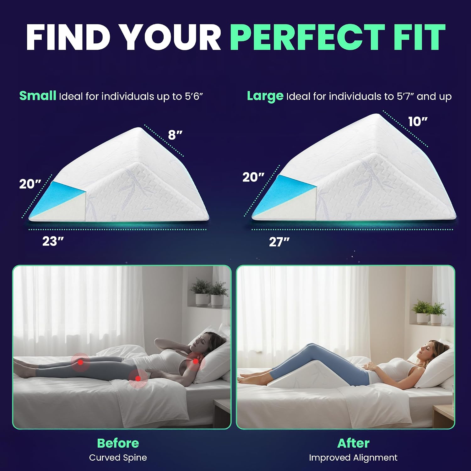 The Angle Wedge Pillow – Leg & Knee Pillow Wedge for Sciatica Pain Relief, Body Pain, Lumbar Decompression – Triangle Foam Cushion Bed Bolster for Lower Back Support, Small | Leg and Knee Pillow Wedge, Body Pain, Lumbar Decompression, Triangle Foam Cushi…