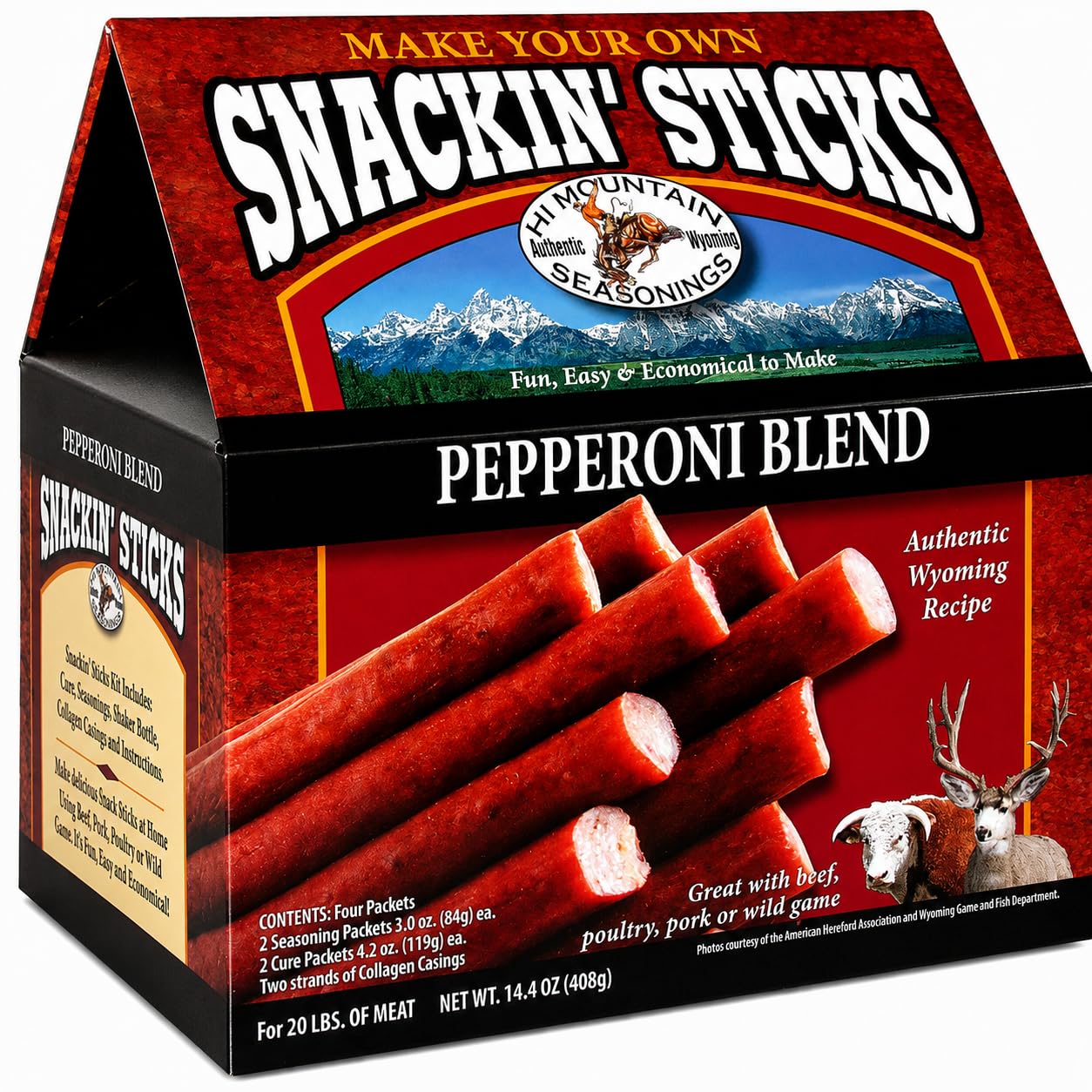 Hi Mountain Snack Stick Seasoning Kit | ORIGINAL | Makes 20 lbs | Complete Snack Stick Kit, Seasoning, Cure, Casings, & Directions Included, For Beef, Deer, Elk, Venison & Wild Game Meat