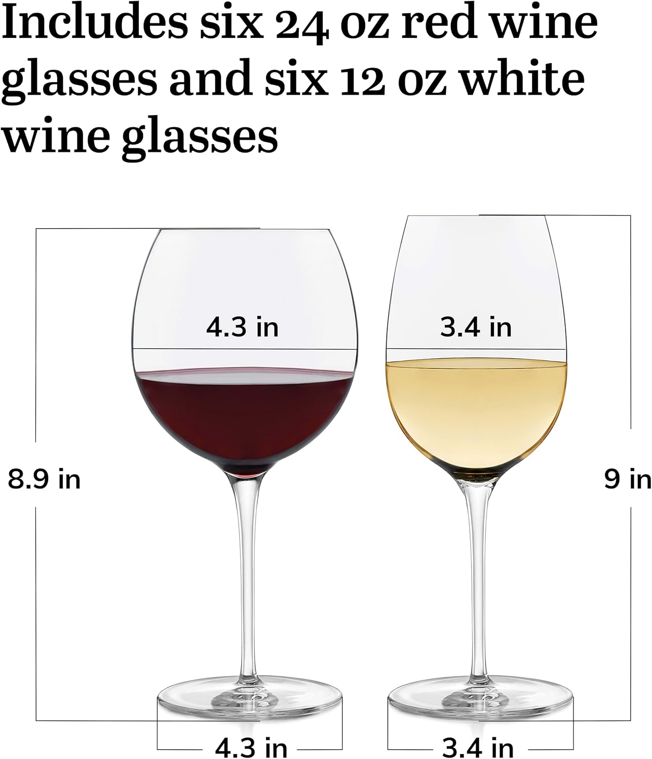 Libbey Signature Kentfield Estate All Purpose Wine Glasses Set of 4, Long Stem Wine Glasses for Red and White Wine, Perfect Glass Goblet Gift Set