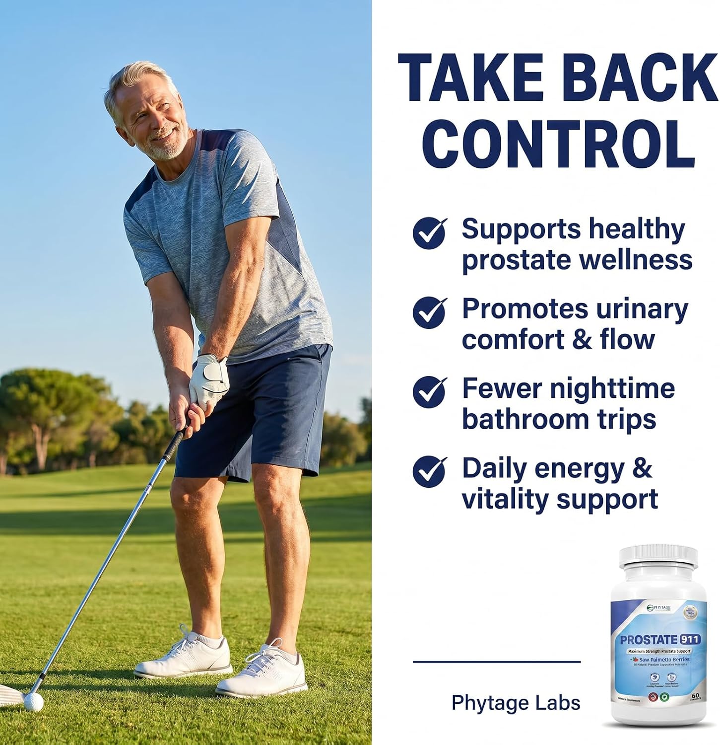 Prostate 911 – Advanced Men’s Health Supplement – Saw Palmetto Prostate Support Formula with Pumpkin Seed & Nettle Root – Daily Urinary