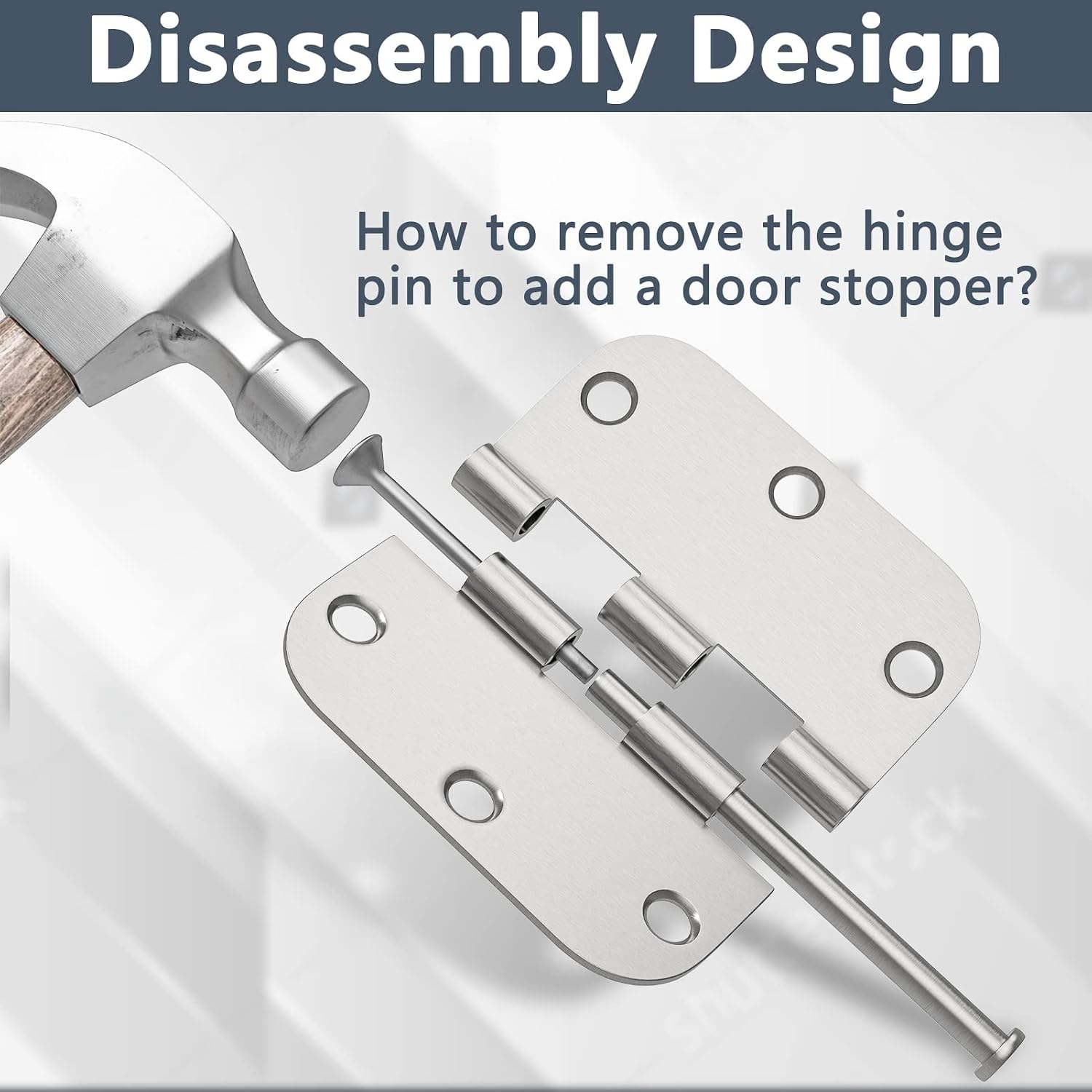 HOSOM 18 Pack 3.5 Inch Brushed Nickel Interior Door Hinges, 5/8 Radius, Satin Nickel 3 1/2 Interior Door Hinges, 3.5 "x 3.5" Silver Hardware