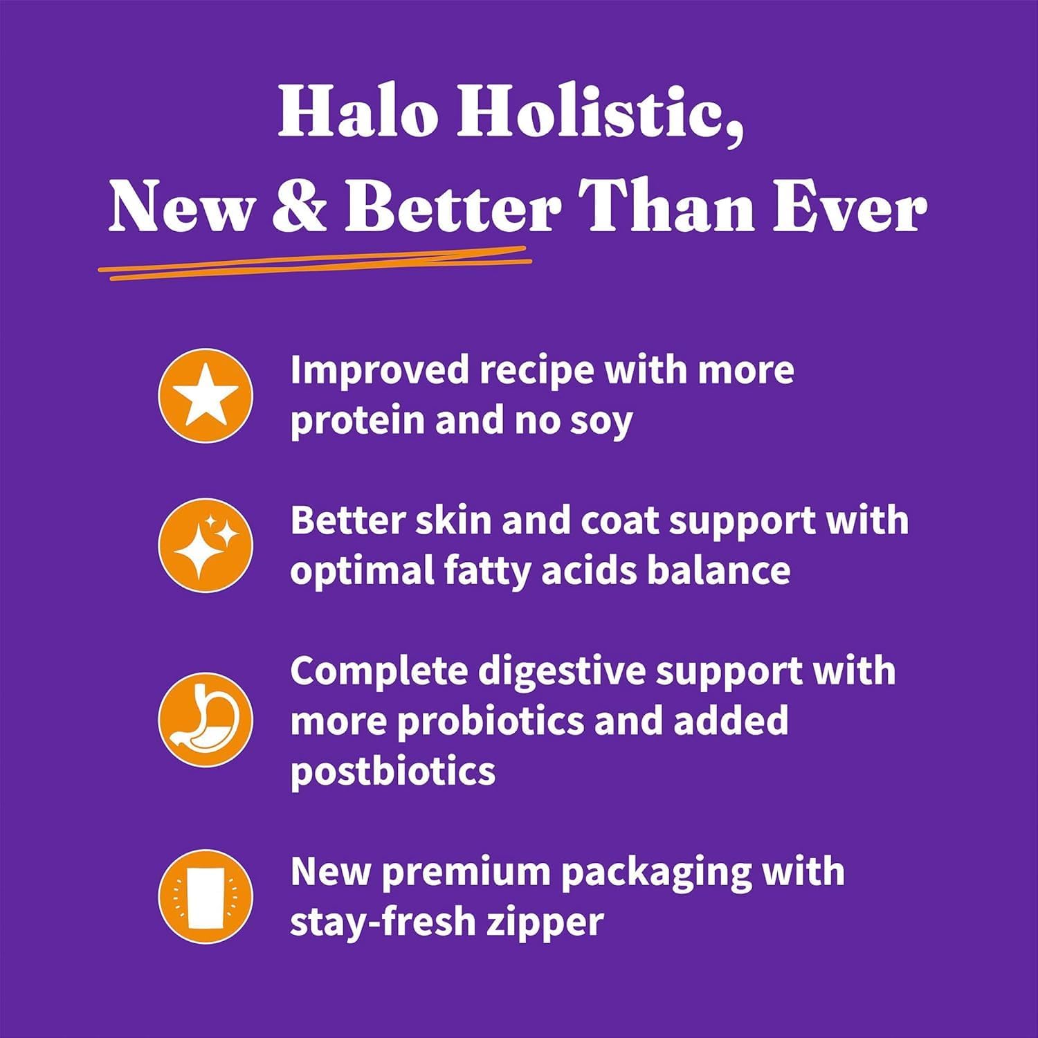 Halo Holistic Cage Free Chicken Cat Food, Healthy Grains Dry Cat Food, Complete Digestive Health, Kibble for Adult Cats, 6 lb Bag
