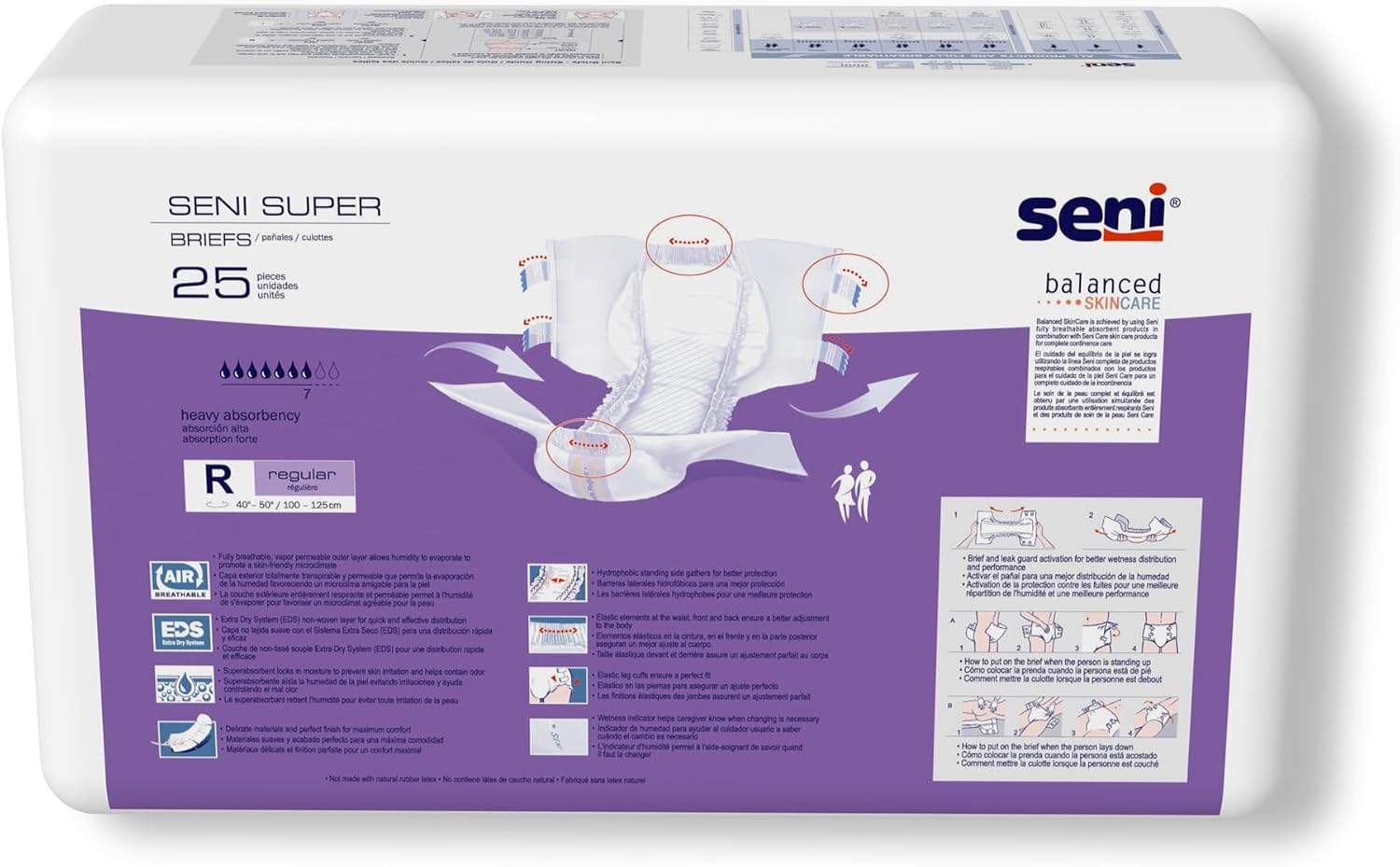 Seni Super Unisex Adult Incontinence Briefs with Tabs, 45-59 in, 75 ct | Breathable, Disposable Brief for Men & Women