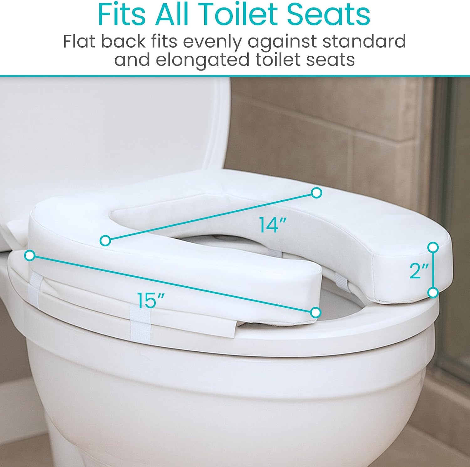Vive Toilet Seat Cushion (Soft Cushioned Foam) - Easy Clean Soft Padded