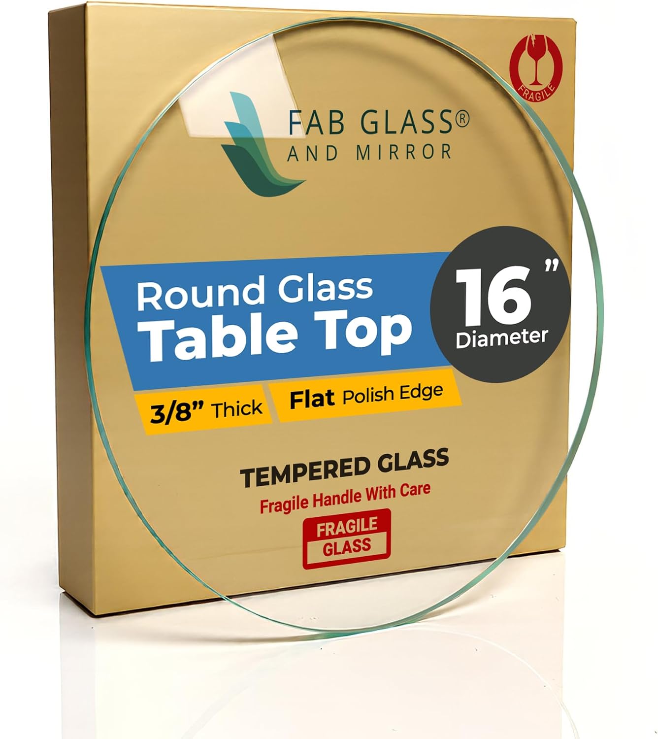 22 Inch Round Tempered Beveled Polished Edge Glass Table Top -1/2” Thick Round Glass Table Top–Heavy Duty, Dining, Coffee, and Office Tables by Fab Glass and Mirror