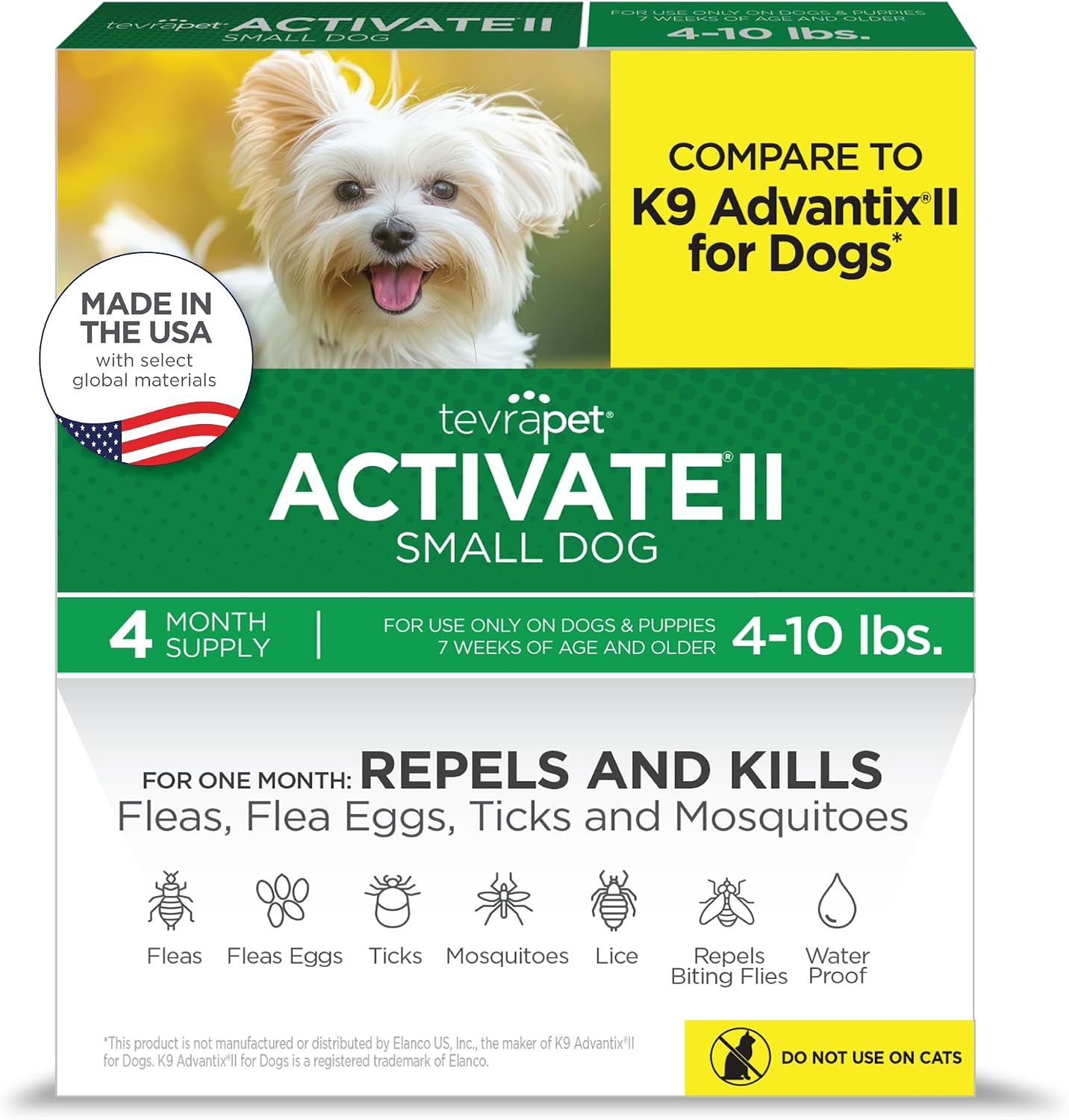 TevraPet Activate II Flea and Tick Prevention for Dogs, Large Dogs 21-55 lbs, Topical Drops, 4 Month Flea and Tick Treatment