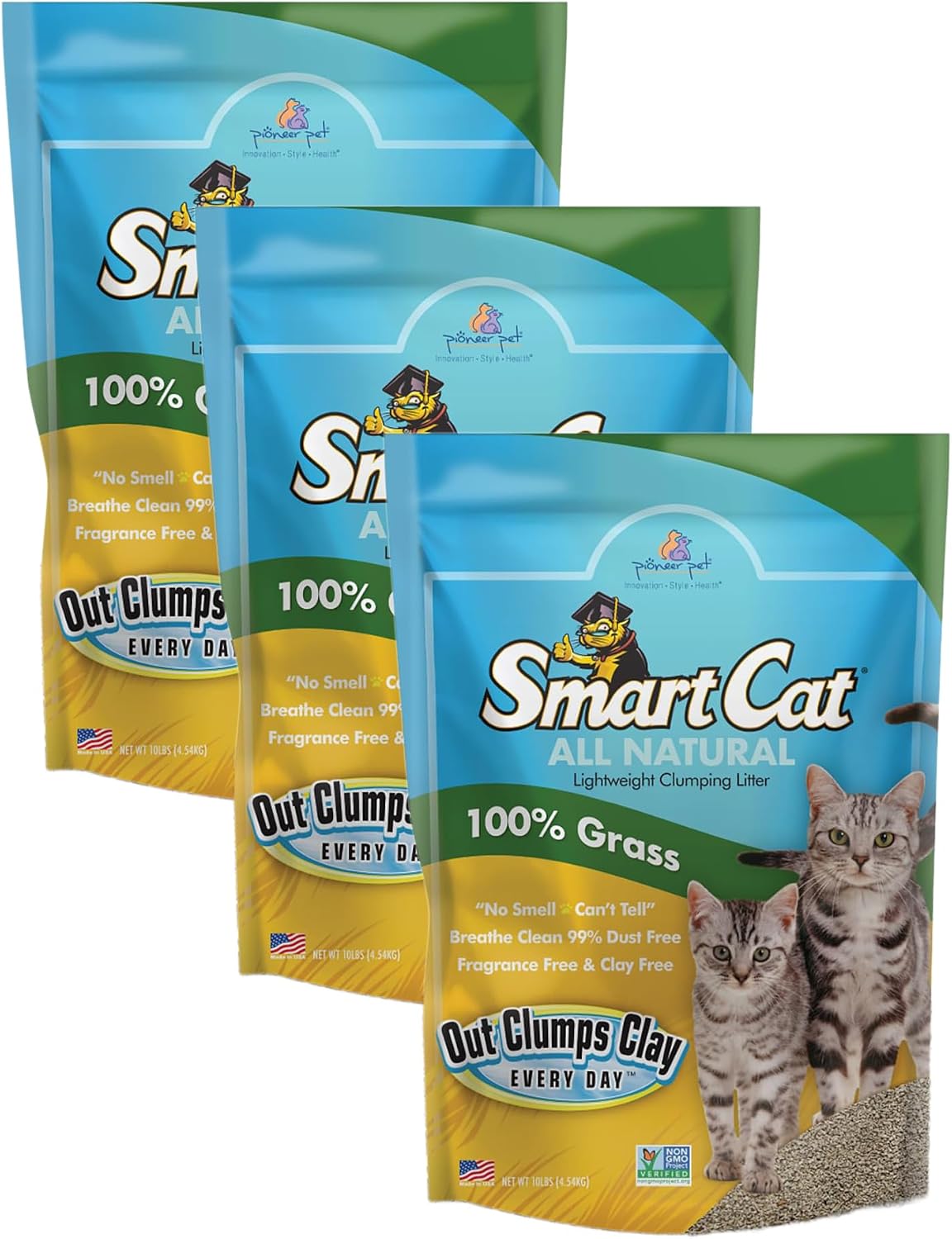 SmartCat All Natural Clumping Cat Litter, 10 Pound (160oz 1 Pack) - Alternative to Clay and Pellet Litter - Chemical and 99% Dust Free - Unscented and Lightweight