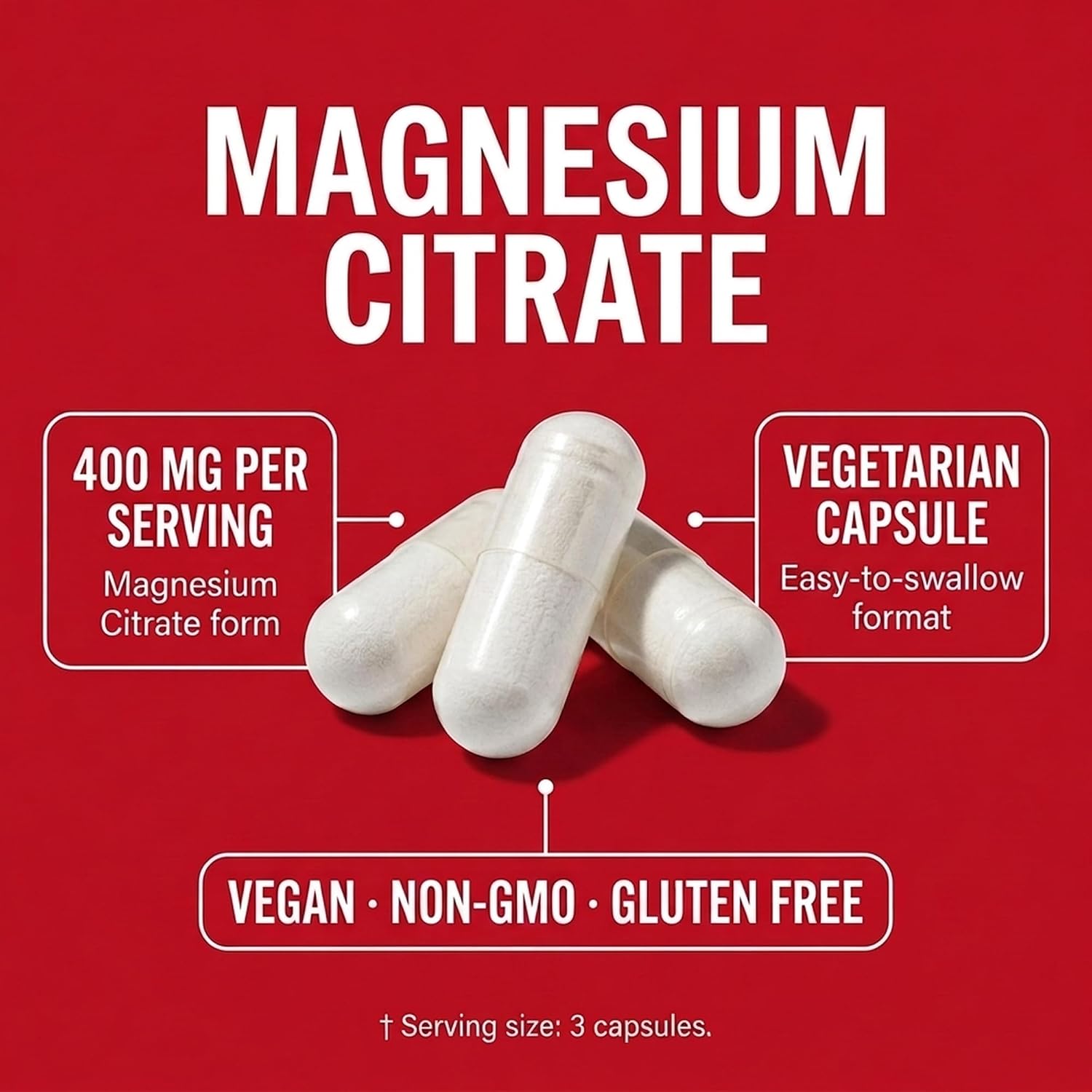 Olympian Labs Magnesium Citrate 400mg - 300 Capsules - Easy Absorbable, Supporting Healthy Bones, Healthy Heart and Calcium Absorption