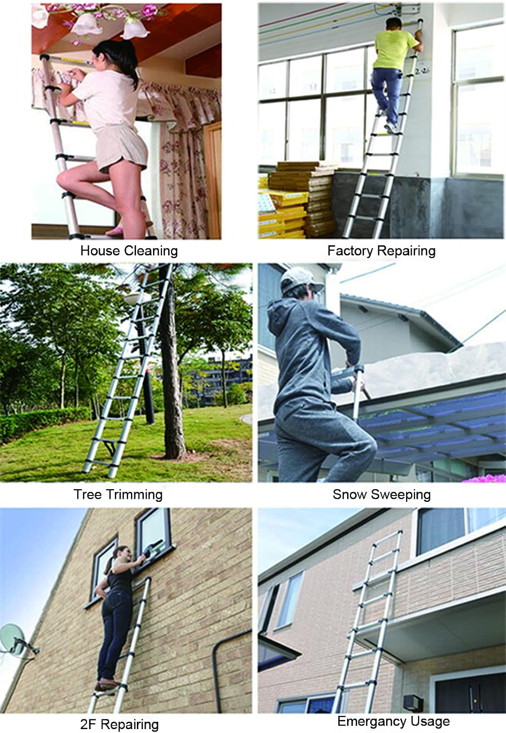 Jiahe 16.5fT/5M Aluminum Telescoping Extension Ladder Portable Multi-Purpose Portable Extension Ladder for Indoors Outdoors with Capacity of 330LB