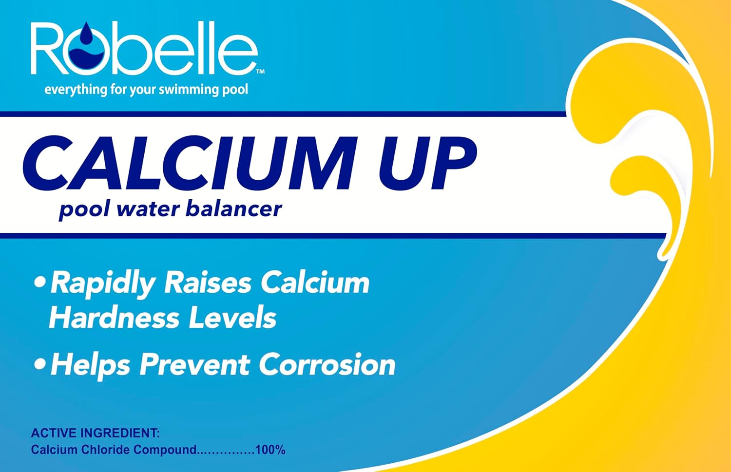 Robelle 16-Pounds Premium Pool Calcium Up | Pool Calcium Hardness Increaser, 100% Calcium Chloride, 8 ounces raises calcium hardness level 10 ppm per 5,000 gallons