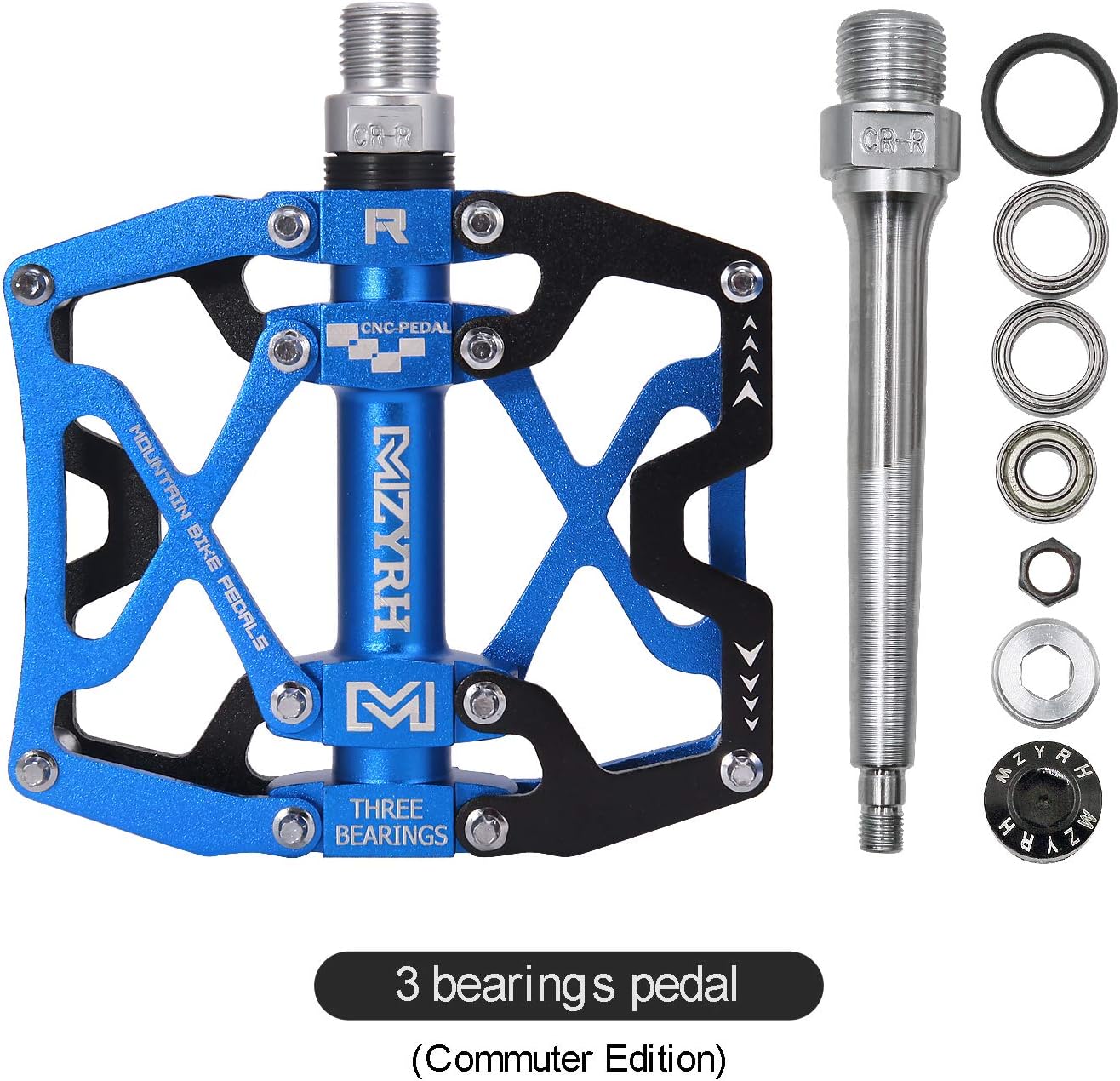 MZYRH Mountain Bike Pedals, Ultra Strong Colorful CNC Machined 9/16" Cycling Sealed 3 Bearing Pedals