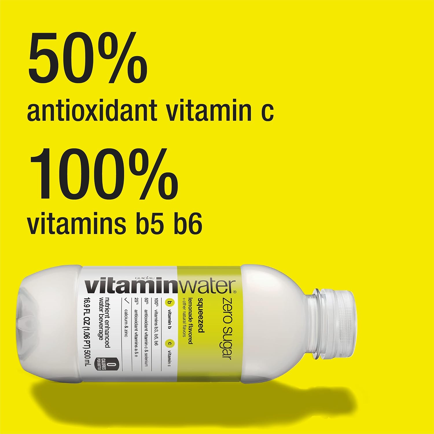 vitaminwater zero sugar squeezed Bottles, 16.9 fl oz, 6 Pack