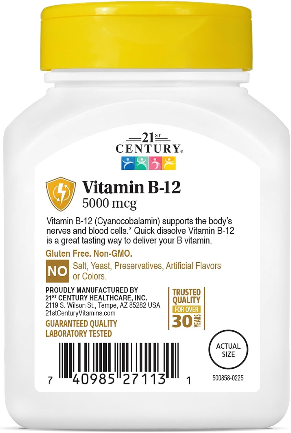 21st Century B-12 2500mcg Sublingual Tablets, High Potency, 110 Count | High-Potency Vitamin B12 2500 mcg, Natural Energy & Healthy Red Blood Cell Support, Vegan, Vegetarian, Third-Party Tested