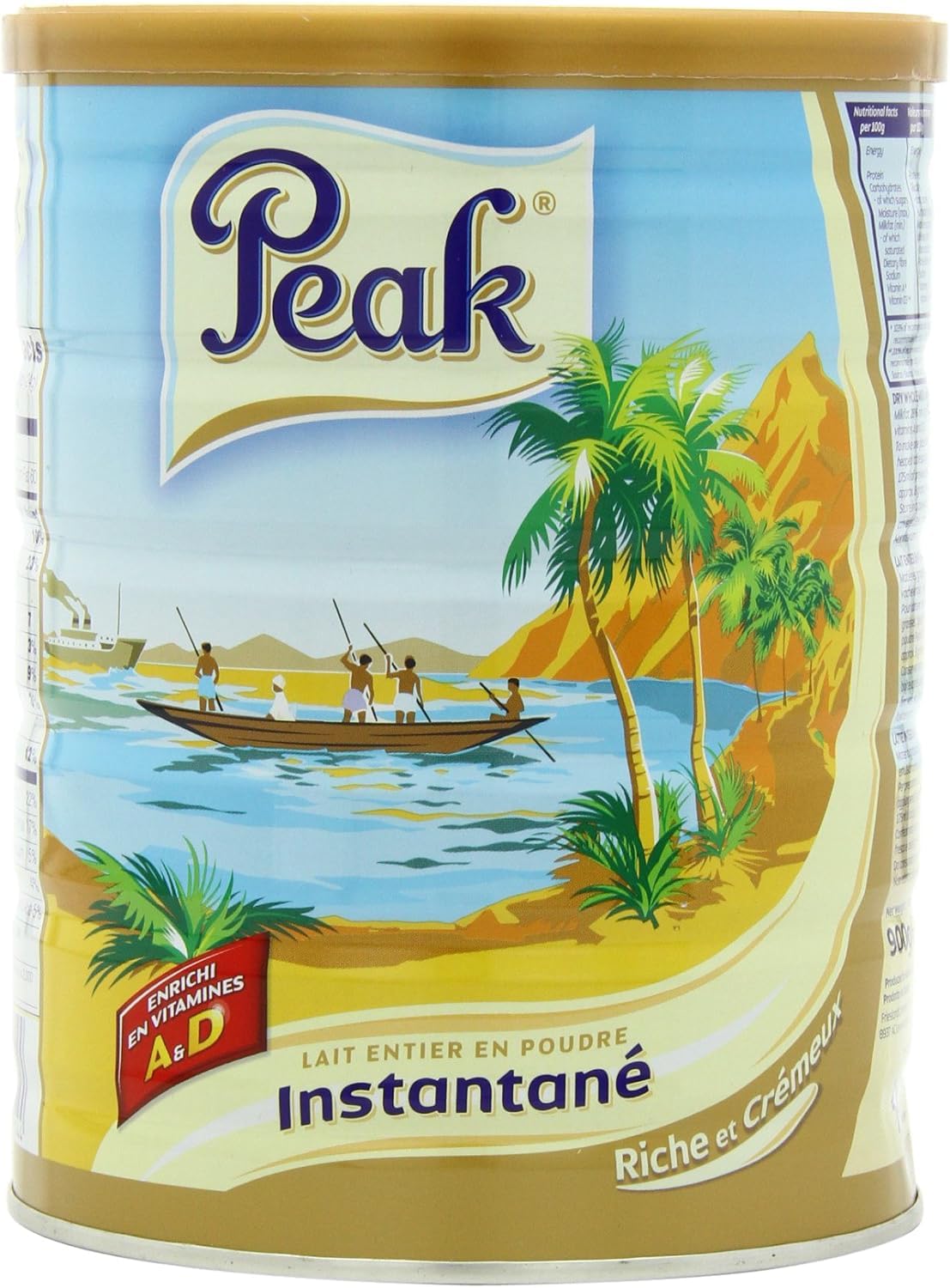 Peak Whole Milk Powder, 2 Pound (900g) Can - European Milk from Holland, rBST Free, Full Rich Flavor, Dissolves Instantly, Long Shelf Life