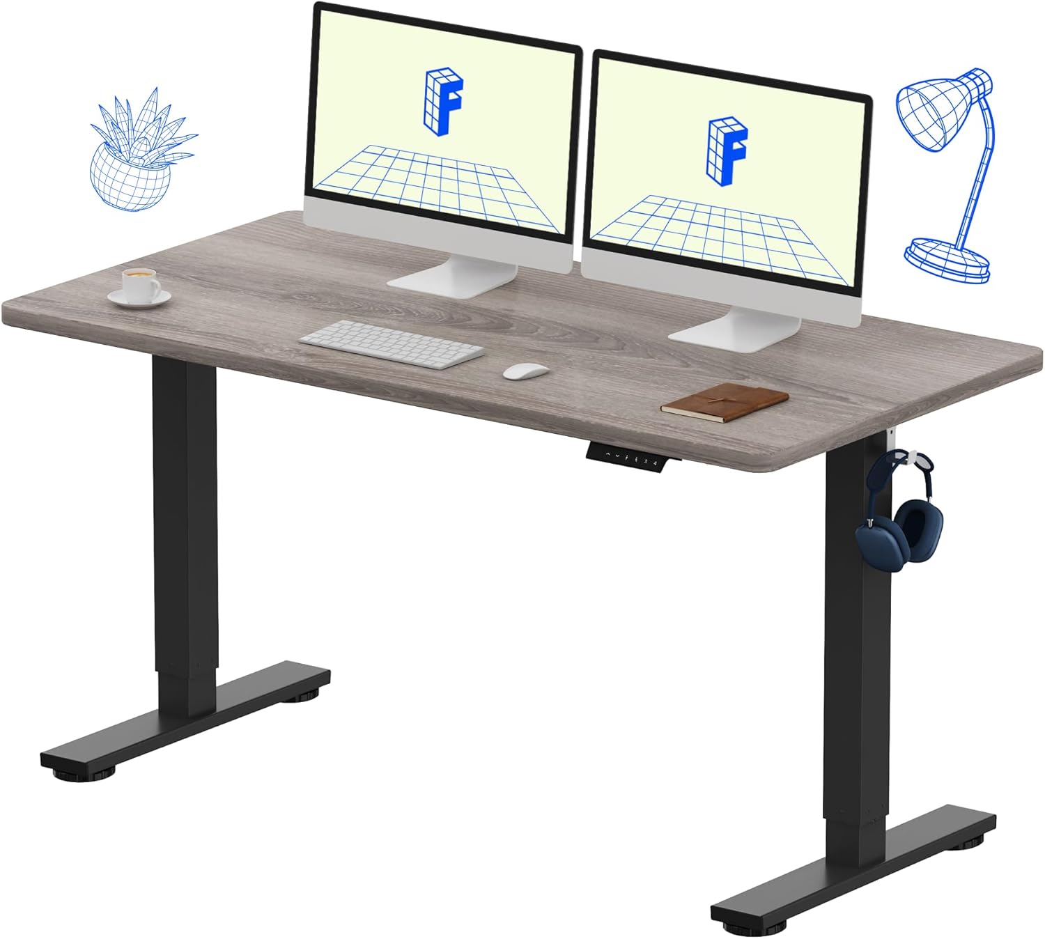 FLEXISPOT EN1 One-Piece Standing Desk, Electric Adjustable with 4 Memory Presets, 176 LBS Capacity, Stable & Quiet