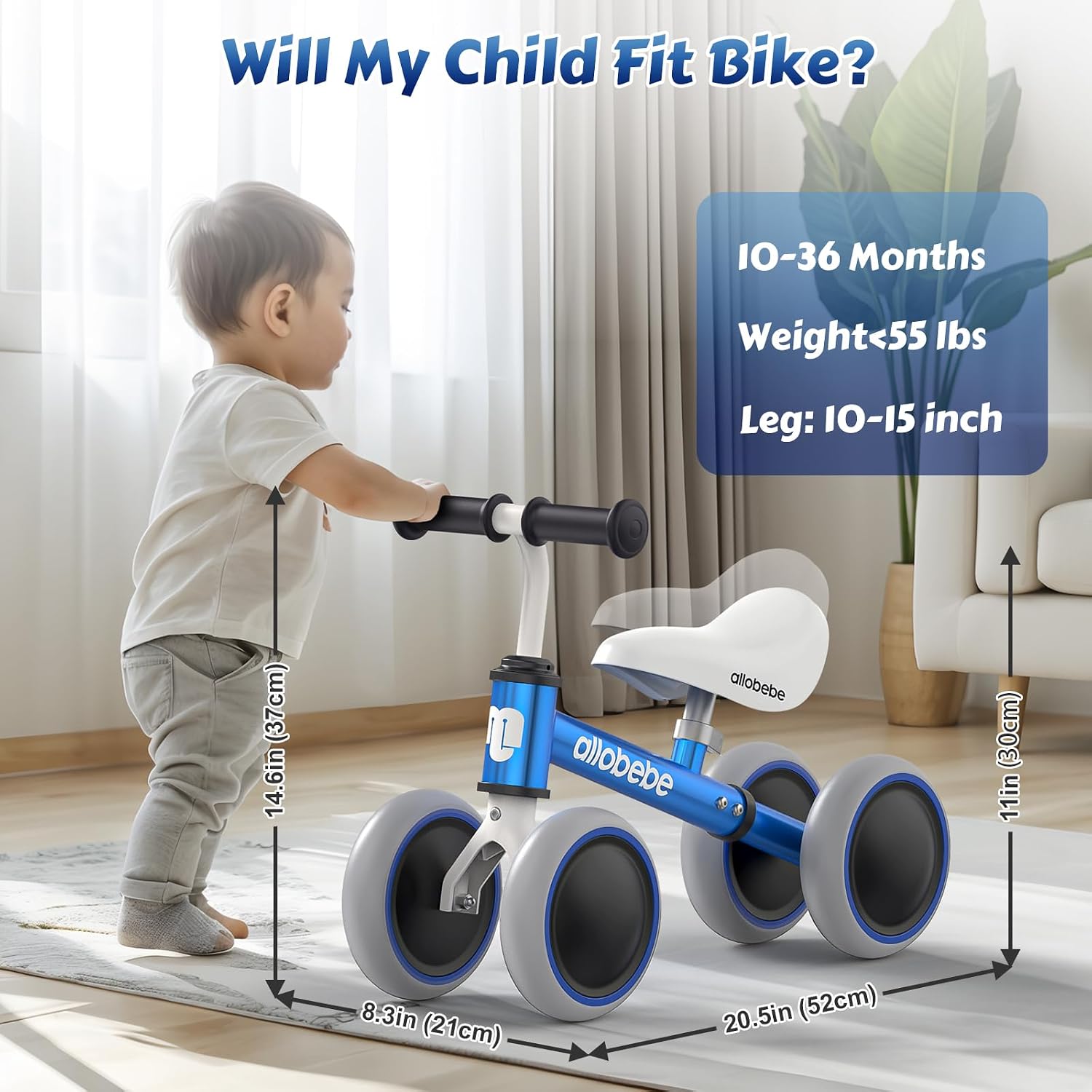Baby Balance Bike, Cute Toddler Bikes 12-36 Months Gifts for 1 Year Old Girl Bike to Train Baby from Standing to Running with Adjustable Seat Silent & Soft 3 Wheels