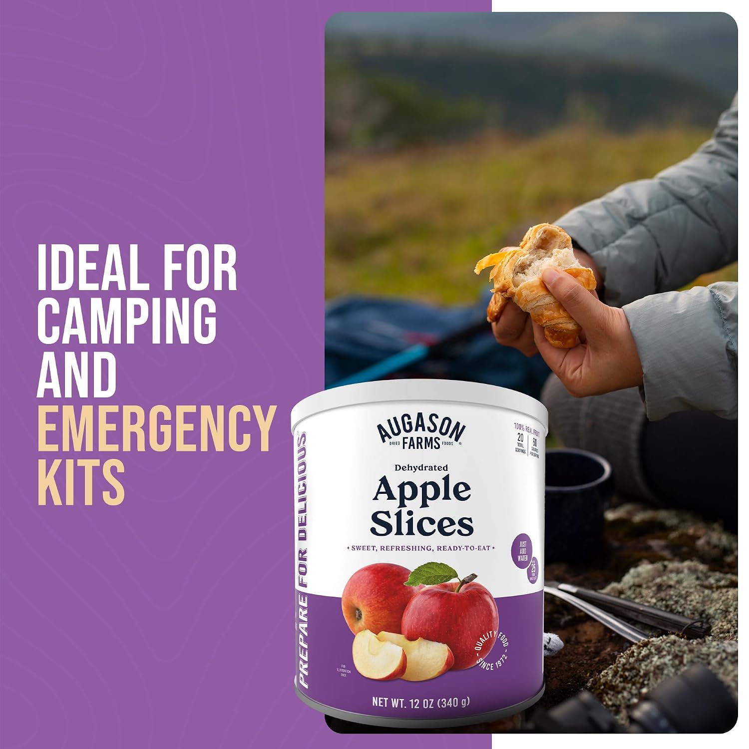 Augason Farms Dehydrated Apple Slices Can | Emergency Food Supply, 20 Servings, 25 Year Shelf Life, Great for Cooking, Baking, and Snacks, Dehydrated Meals